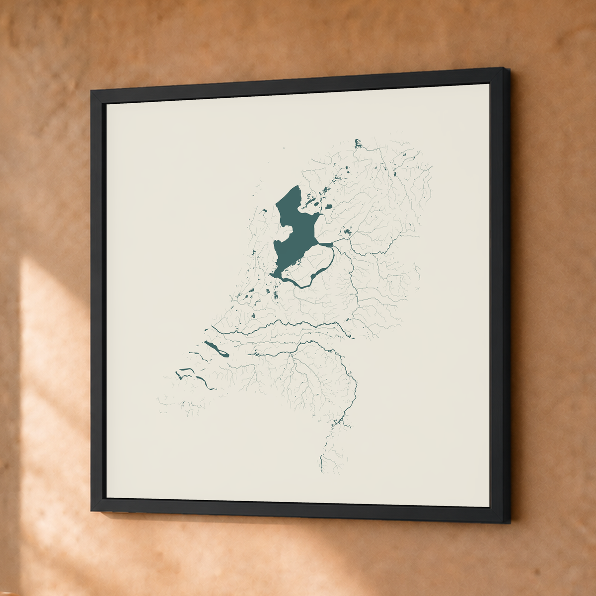 Beautiful Rivers — Países Baixos — Natural e luminosa, Fine art emoldurado · 30 × 30 cm, Preto · Sem margem