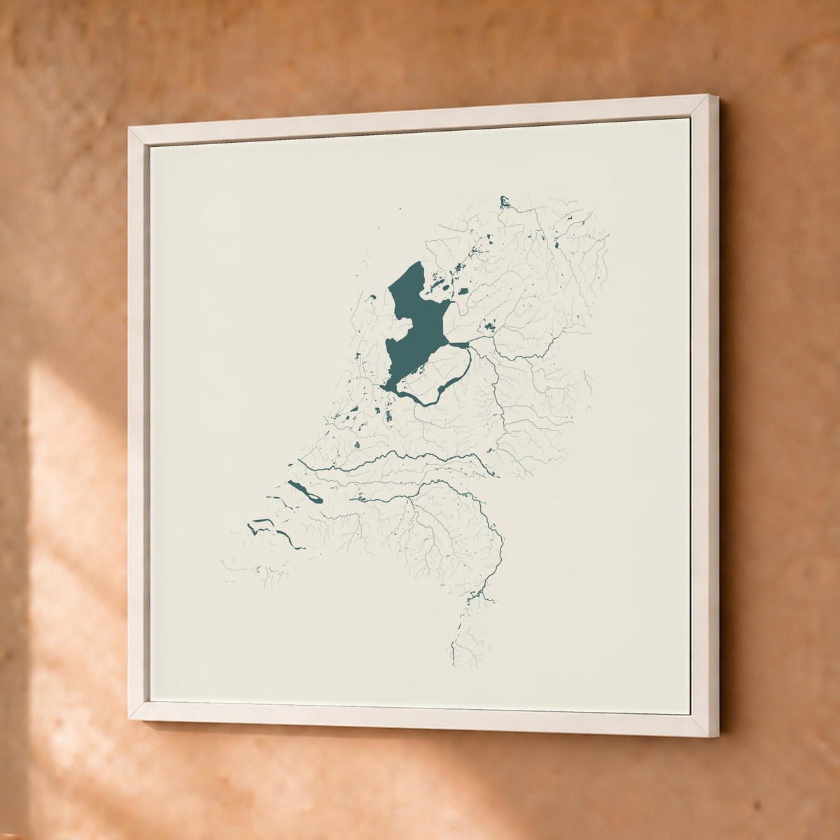 Beautiful Rivers — Países Baixos — Natural e luminosa, Fine art emoldurado · 30 × 30 cm, Branco · Sem margem