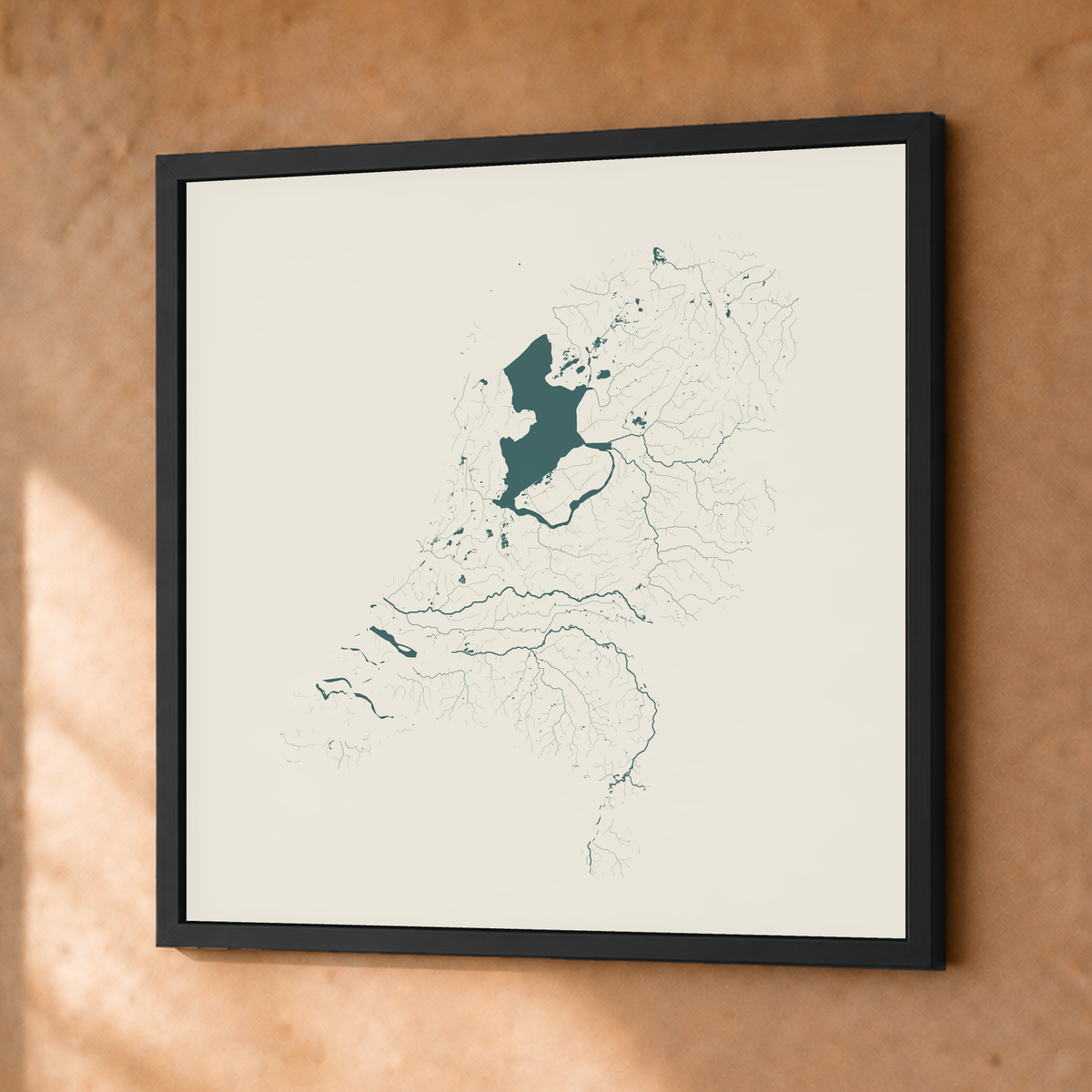 Beautiful Rivers — Países Baixos — Natural e luminosa, Fine art emoldurado · 50 × 50 cm, Preto · Sem margem