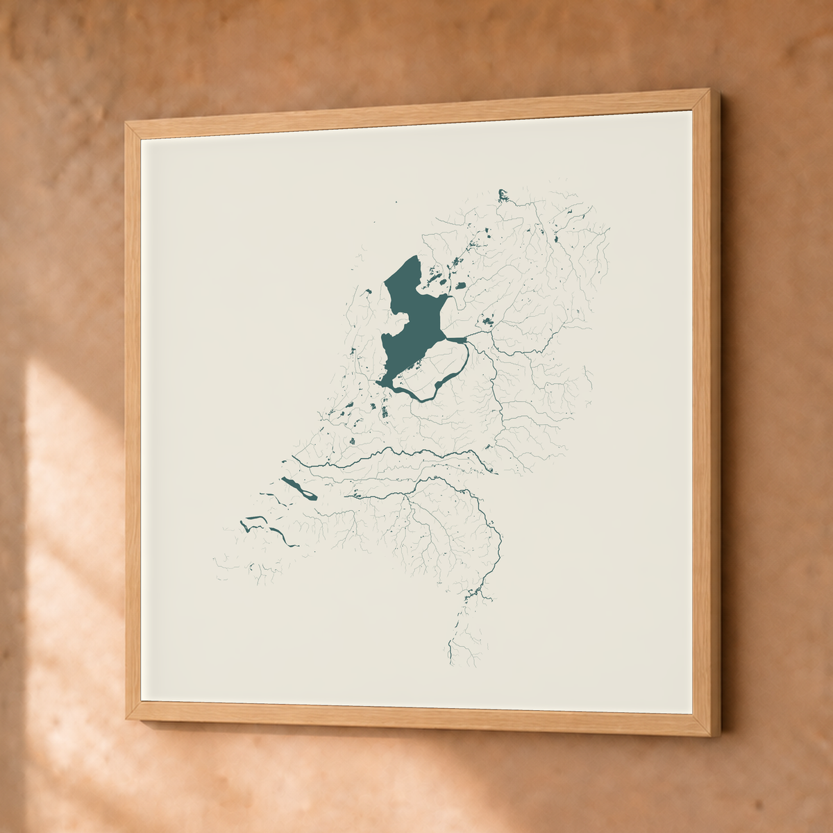 Beautiful Rivers — Países Baixos — Natural e luminosa, Fine art emoldurado · 50 × 50 cm, Natural · Sem margem