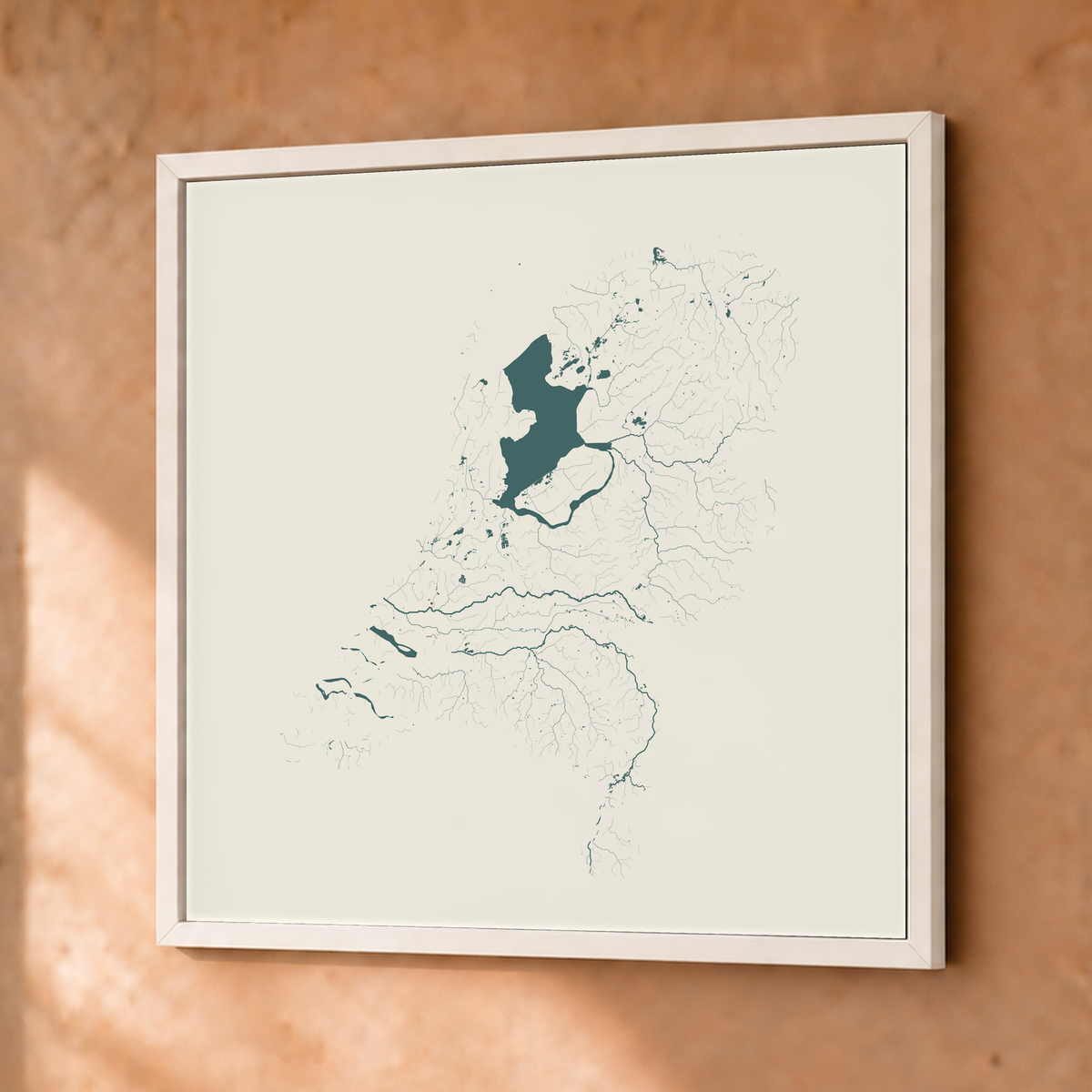 Beautiful Rivers — Países Baixos — Natural e luminosa, Fine art emoldurado · 50 × 50 cm, Branco · Sem margem