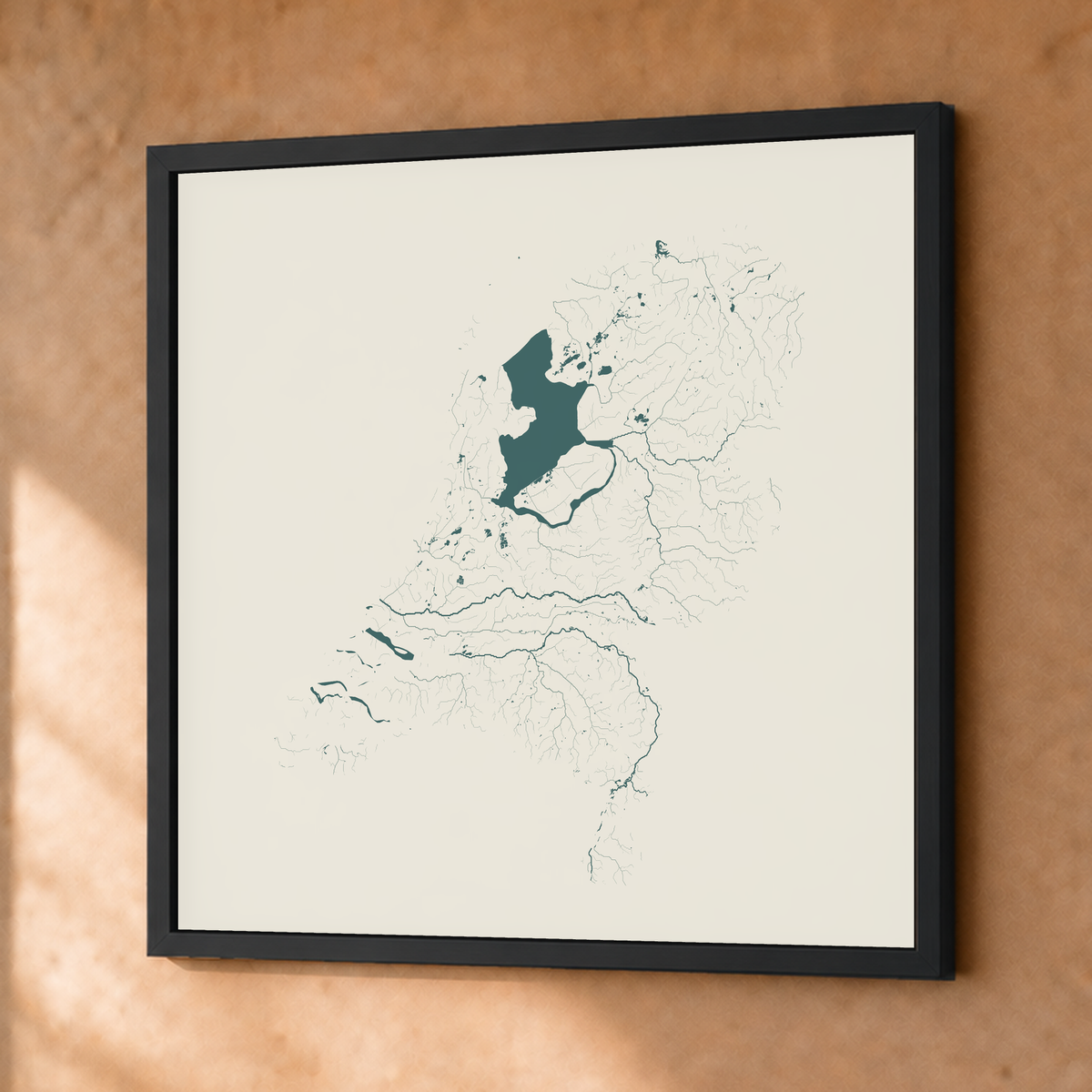 Beautiful Rivers — Países Baixos — Natural e luminosa, Fine art emoldurado · 76 × 76 cm, Preto · Sem margem
