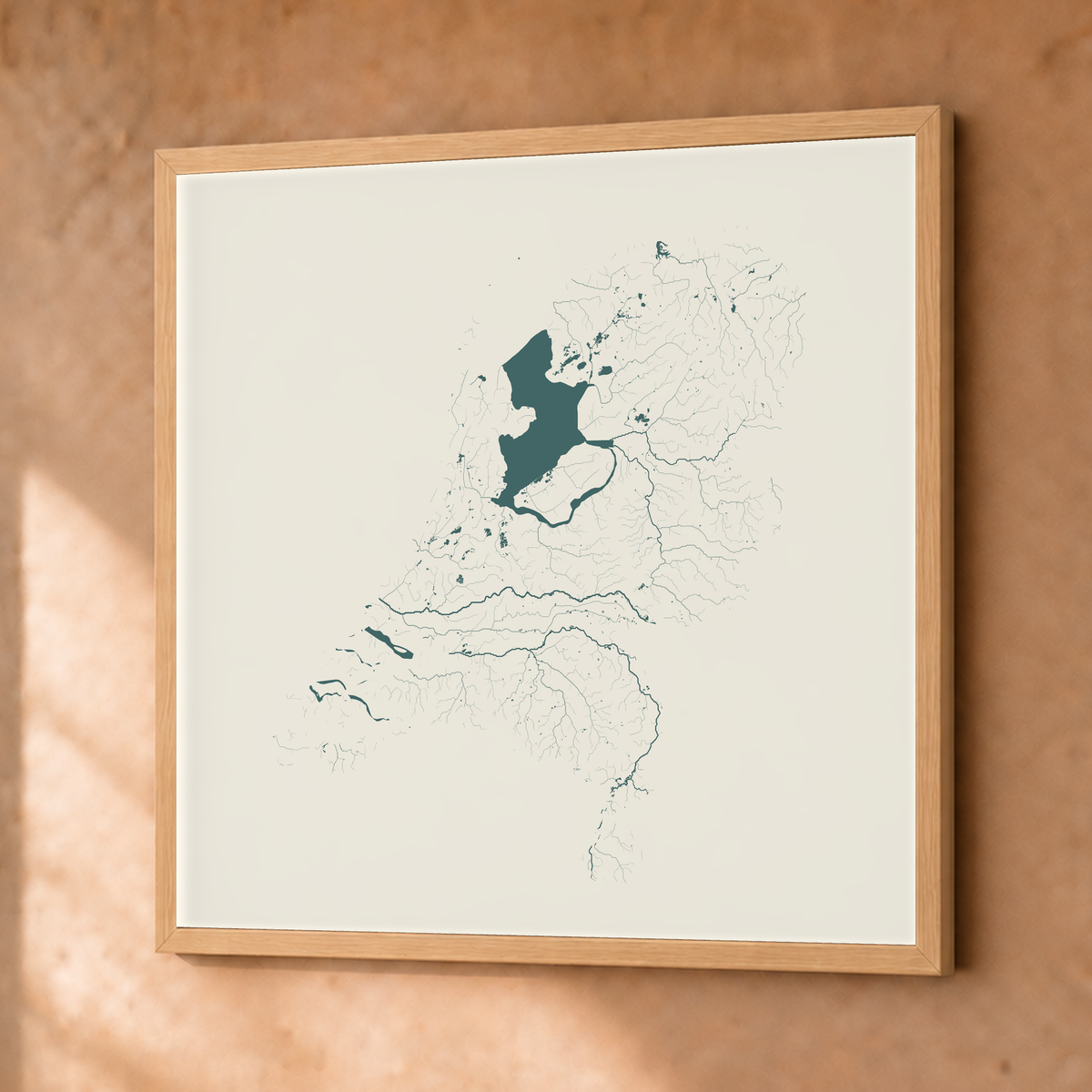 Beautiful Rivers — Países Baixos — Natural e luminosa, Fine art emoldurado · 76 × 76 cm, Natural · Sem margem