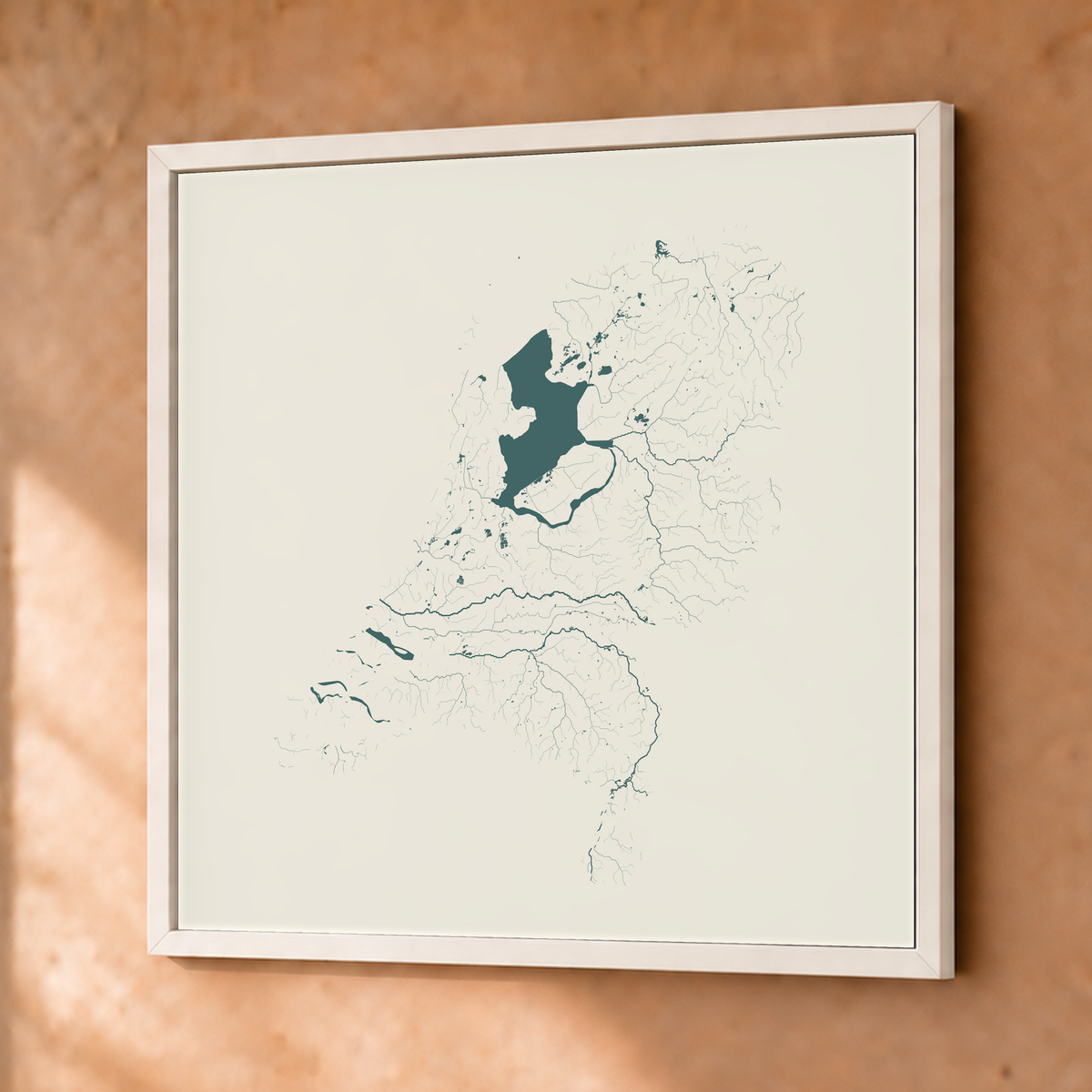 Beautiful Rivers — Países Baixos — Natural e luminosa, Fine art emoldurado · 76 × 76 cm, Branco · Sem margem
