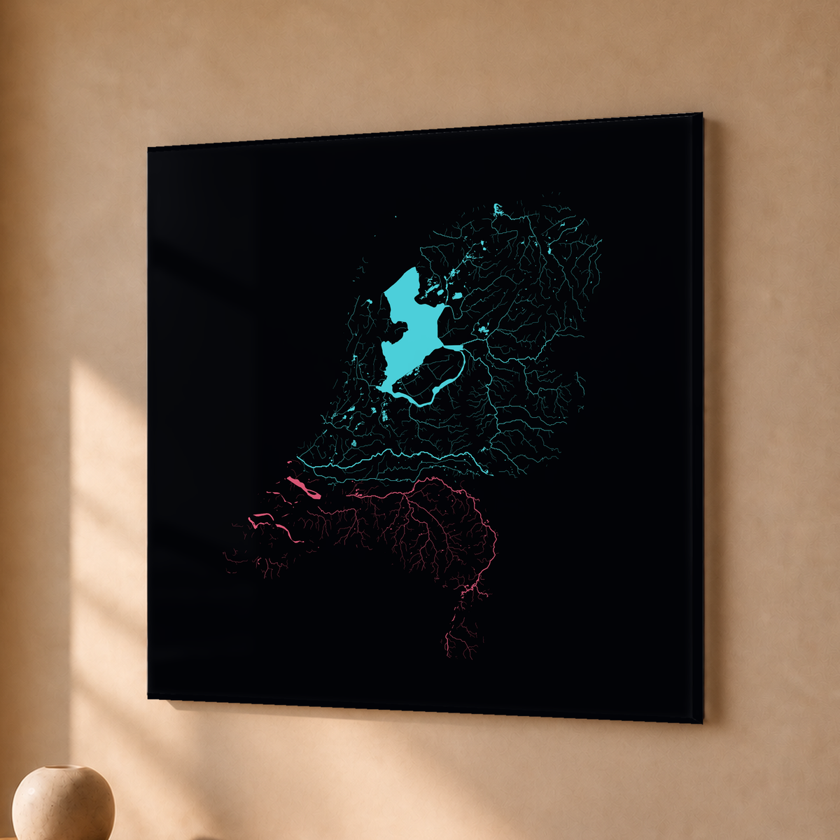 Beautiful Rivers — Países Baixos — Neon por território, Acrílico · 30 × 30 cm, Sem margem