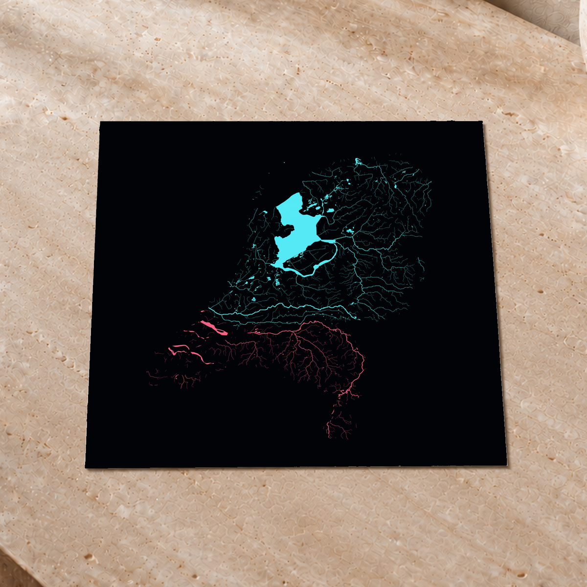 Beautiful Rivers — Países Baixos — Neon por território, Impressão fine art · 30 × 30 cm, Sem margem