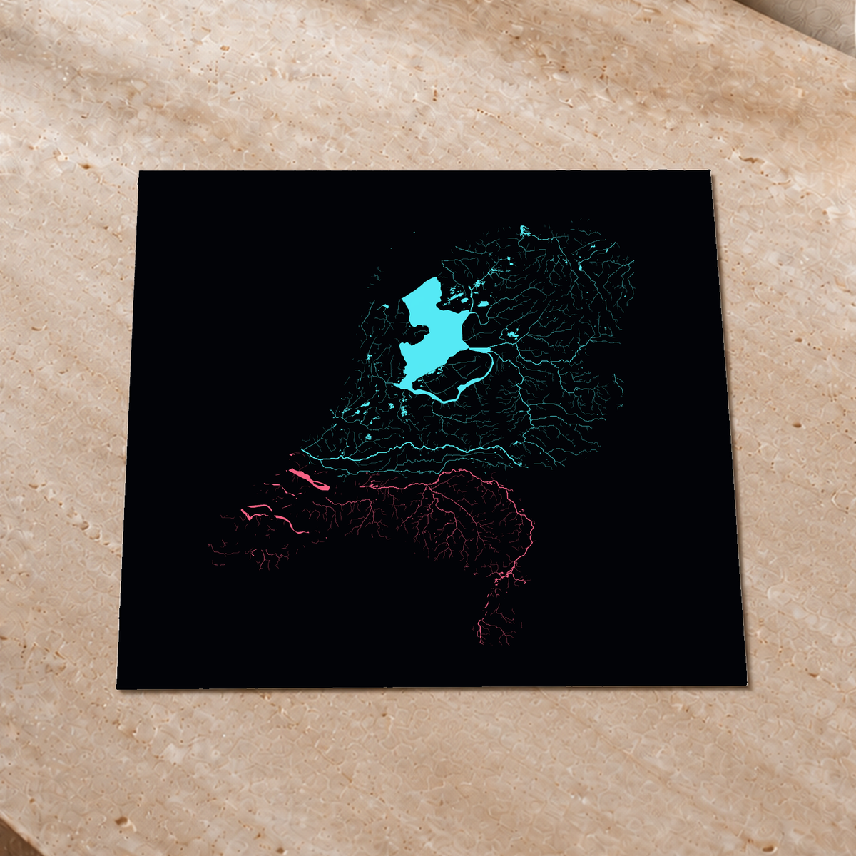 Beautiful Rivers — Países Baixos — Neon por território, Impressão fine art · 50 × 50 cm, Sem margem