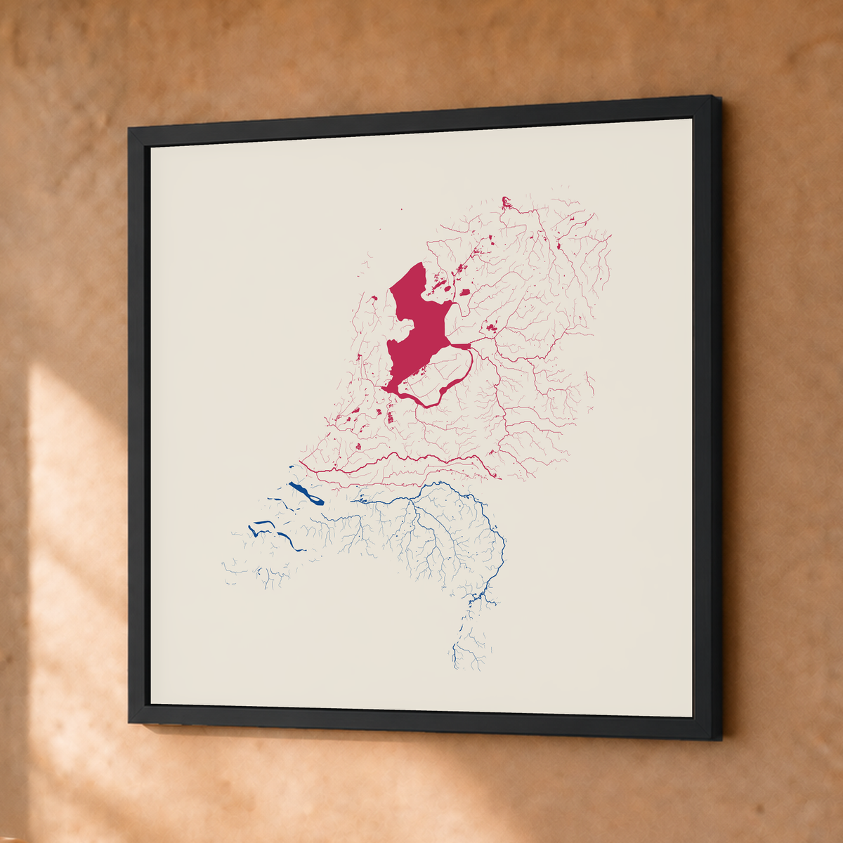 Beautiful Rivers — Países Baixos — Risografia, Fine art emoldurado · 30 × 30 cm, Preto · Sem margem