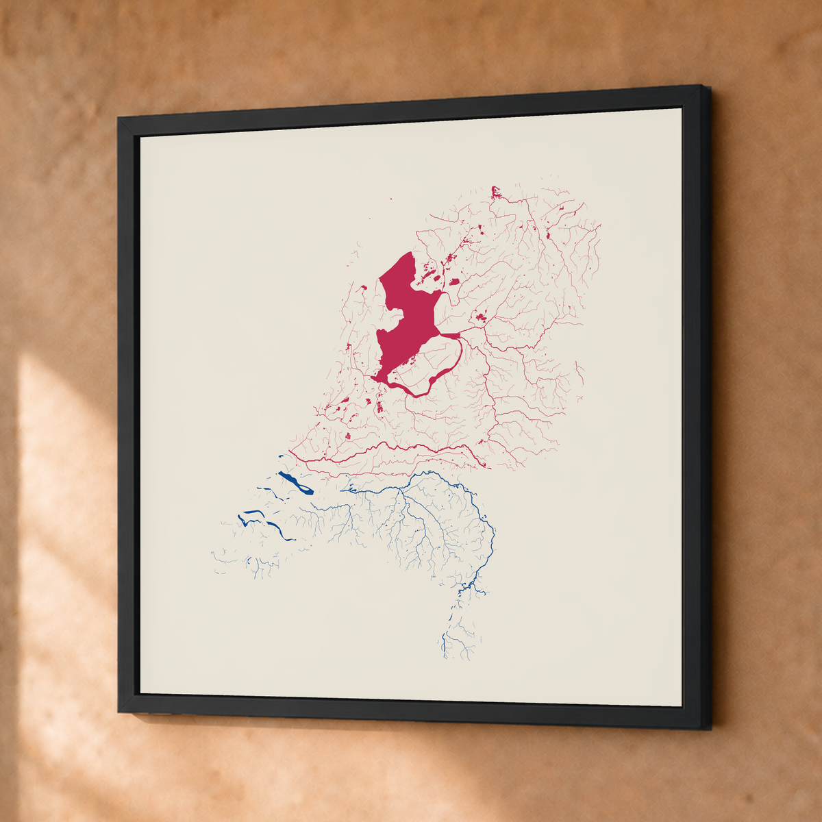 Beautiful Rivers — Países Baixos — Risografia, Fine art emoldurado · 50 × 50 cm, Preto · Sem margem