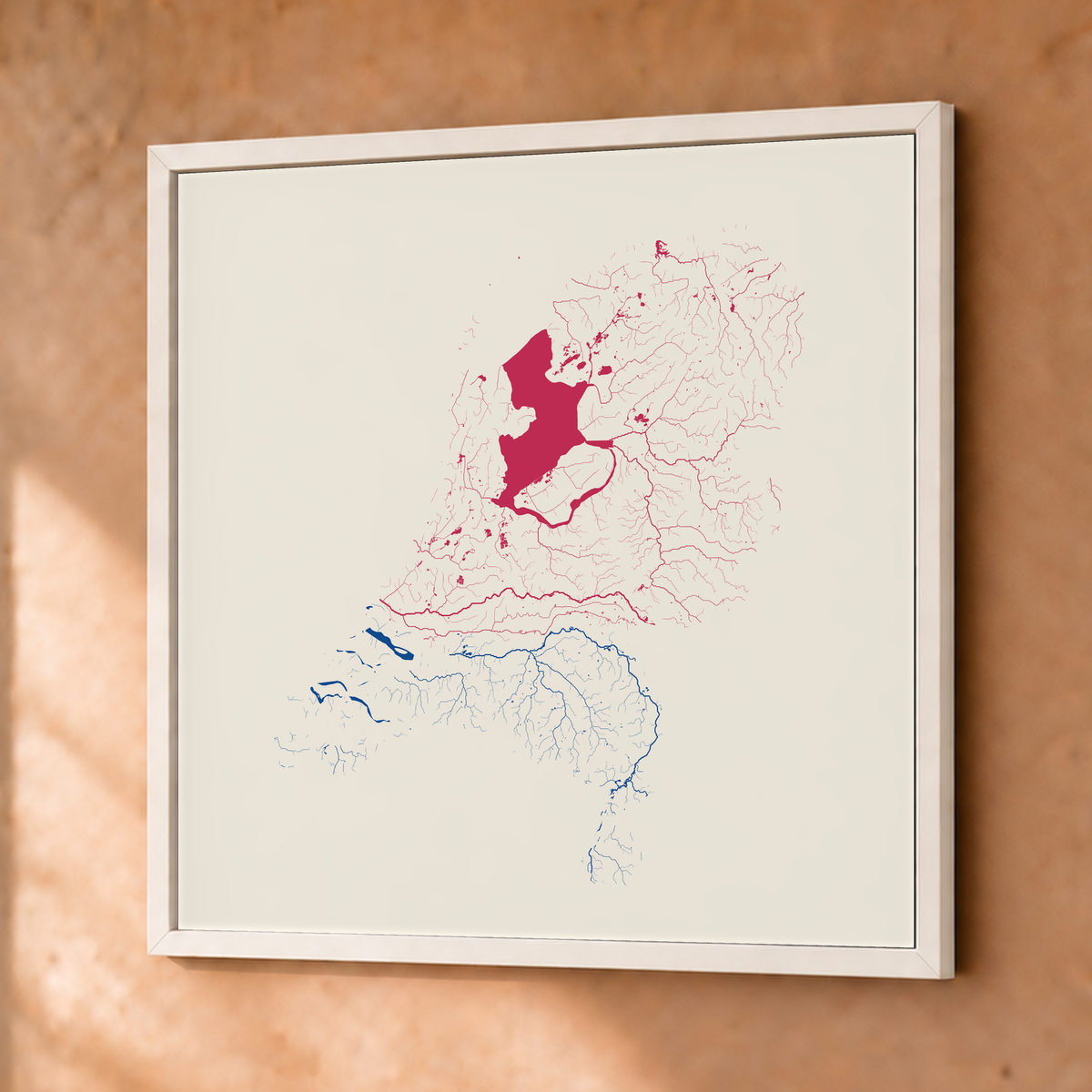 Beautiful Rivers — Países Baixos — Risografia, Fine art emoldurado · 76 × 76 cm, Branco · Sem margem