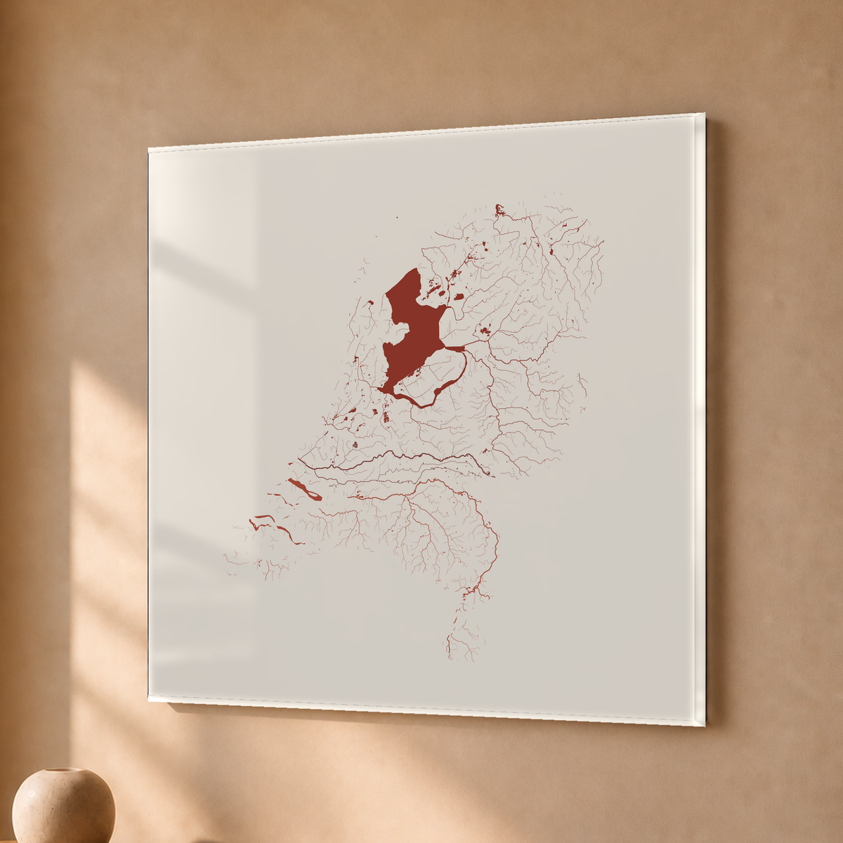 Beautiful Rivers — Países Baixos — Terracota e areia, Acrílico · 30 × 30 cm, Sem margem