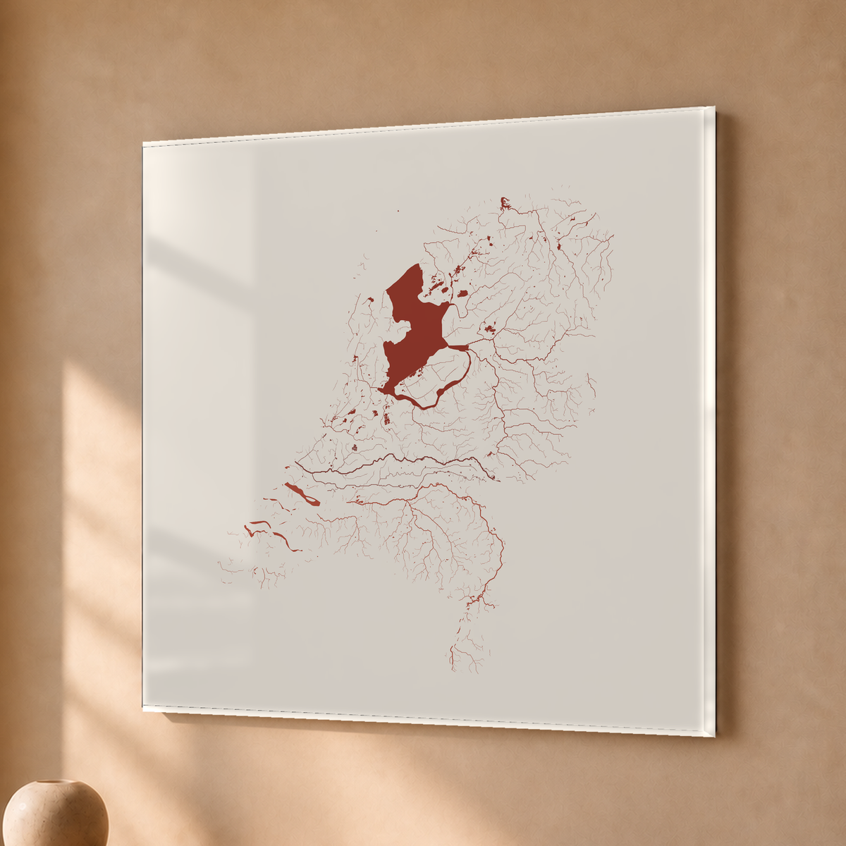 Beautiful Rivers — Países Baixos — Terracota e areia, Acrílico · 50 × 50 cm, Sem margem