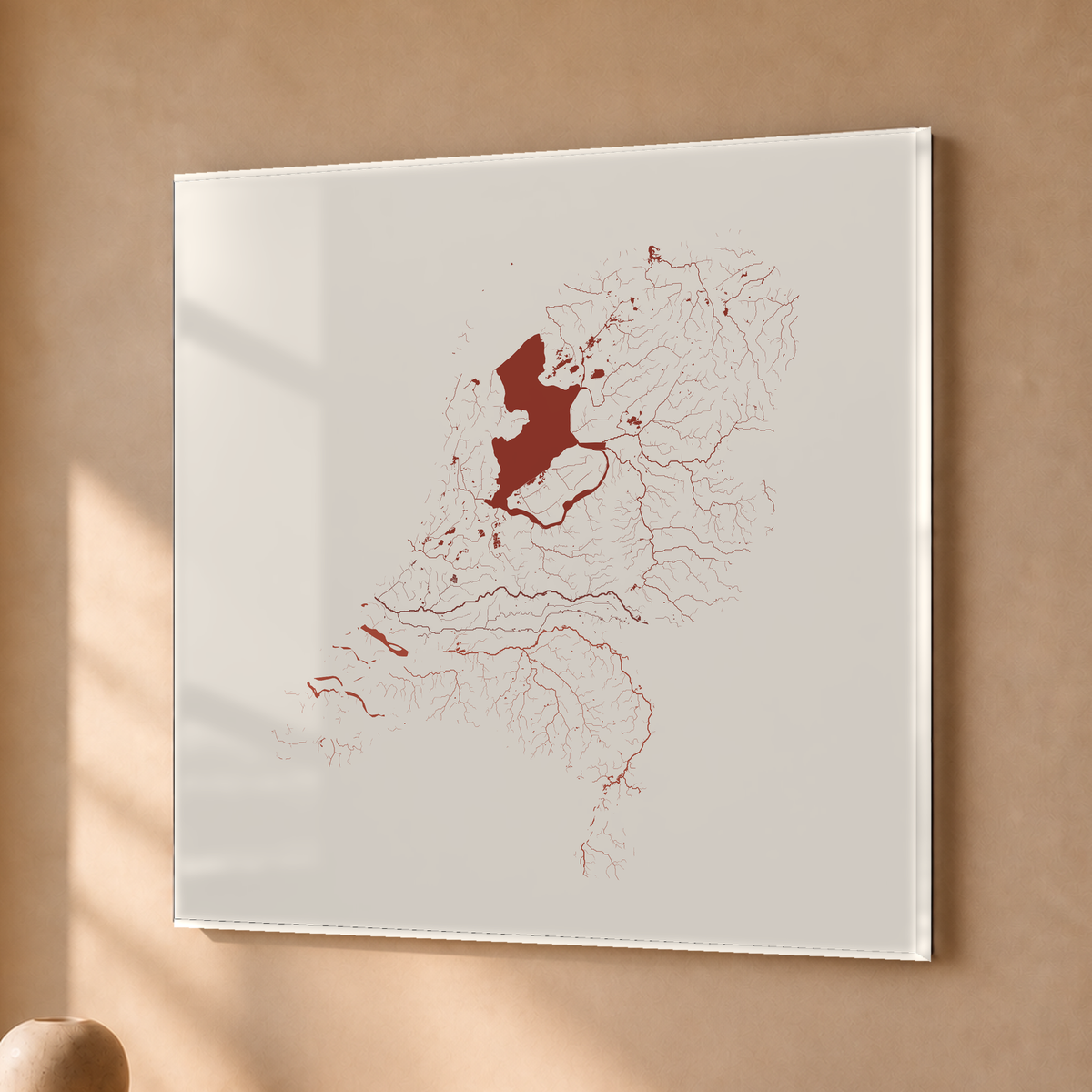 Beautiful Rivers — Países Baixos — Terracota e areia, Acrílico · 76 × 76 cm, Sem margem