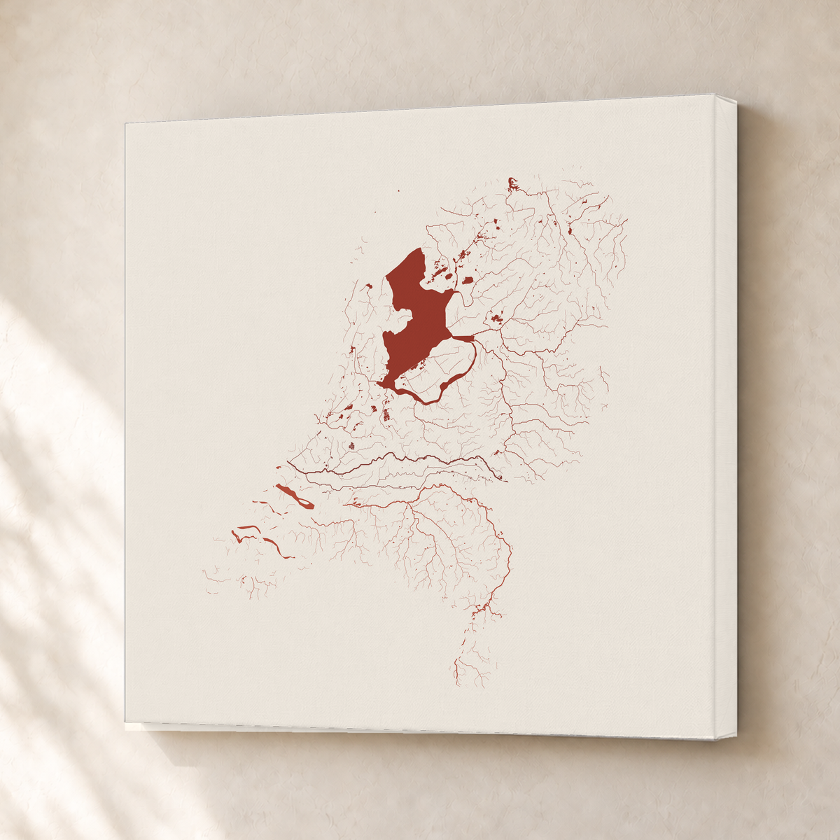 Beautiful Rivers — Países Baixos — Terracota e areia, Canvas · 30 × 30 cm, Sem margem