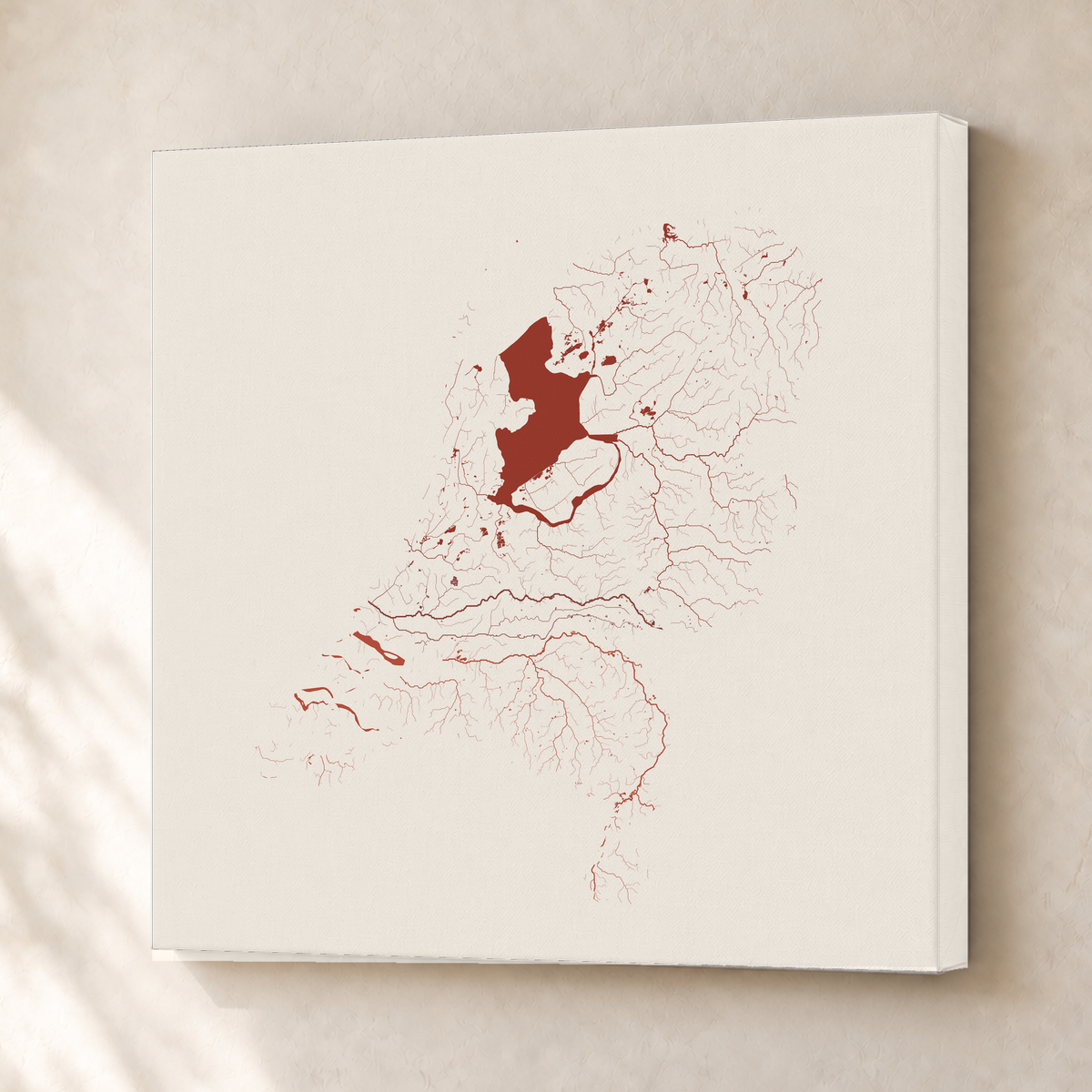 Beautiful Rivers — Países Baixos — Terracota e areia, Canvas · 50 × 50 cm, Sem margem