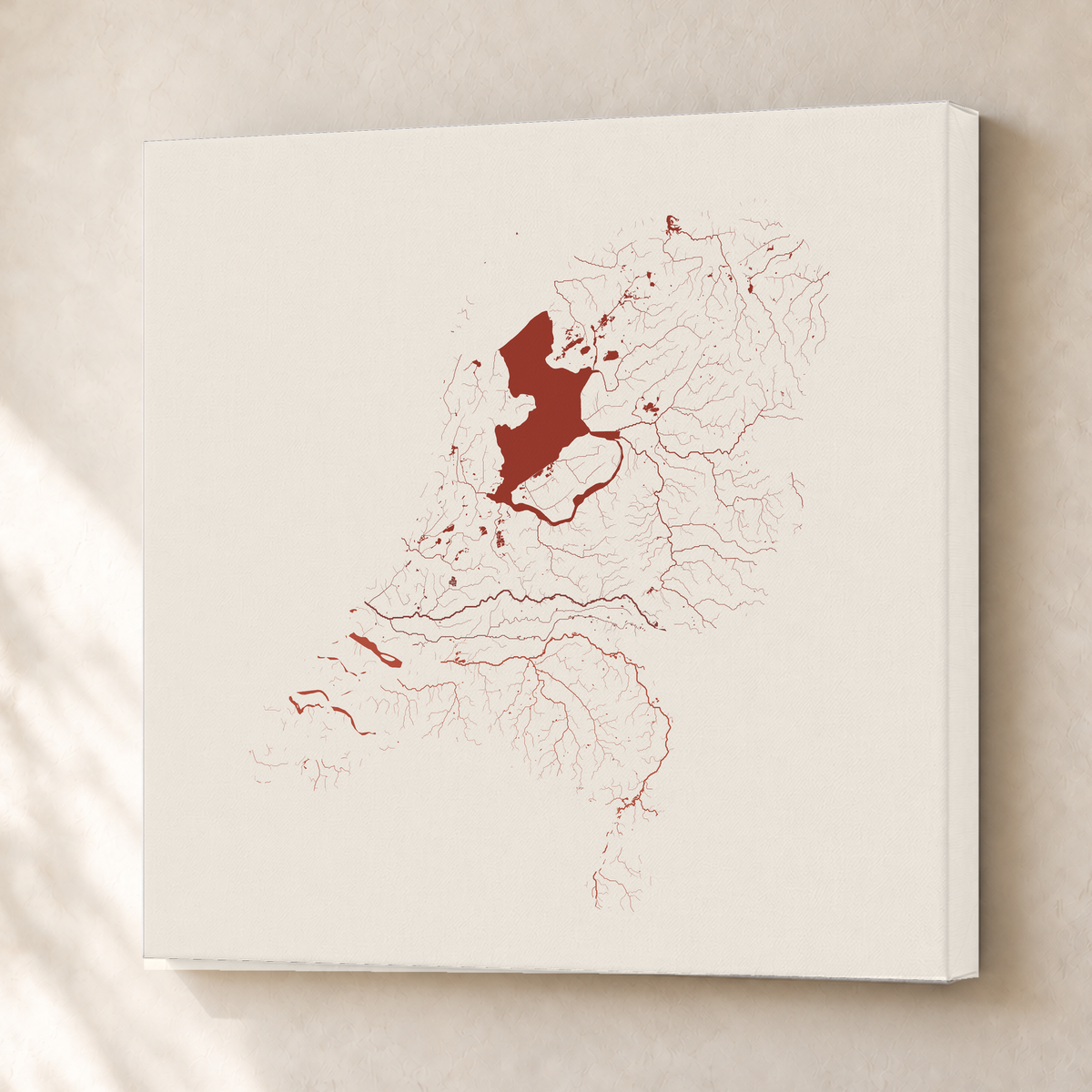 Beautiful Rivers — Países Baixos — Terracota e areia, Canvas · 76 × 76 cm, Sem margem