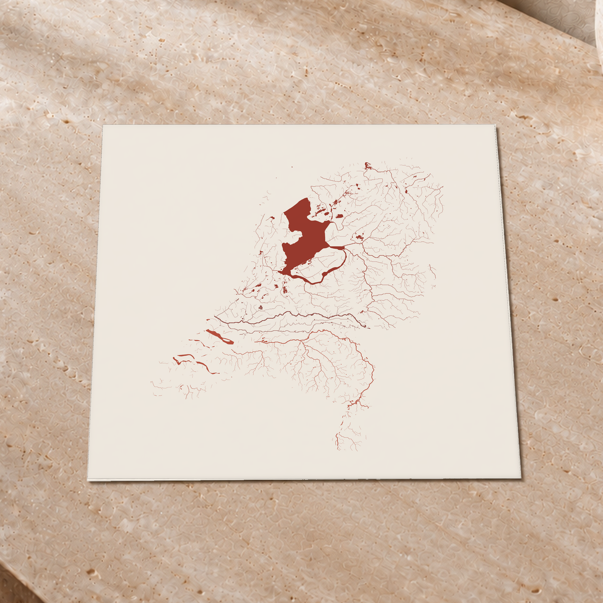 Beautiful Rivers — Países Baixos — Terracota e areia, Impressão fine art · 30 × 30 cm, Sem margem
