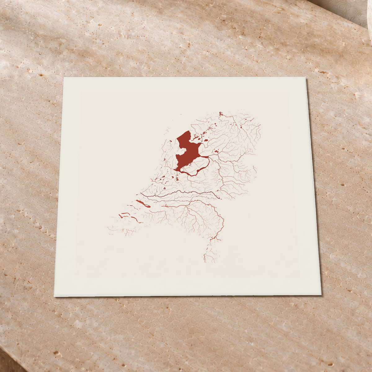 Beautiful Rivers — Países Baixos — Terracota e areia, Impressão fine art · 30 × 30 cm, Margem branca