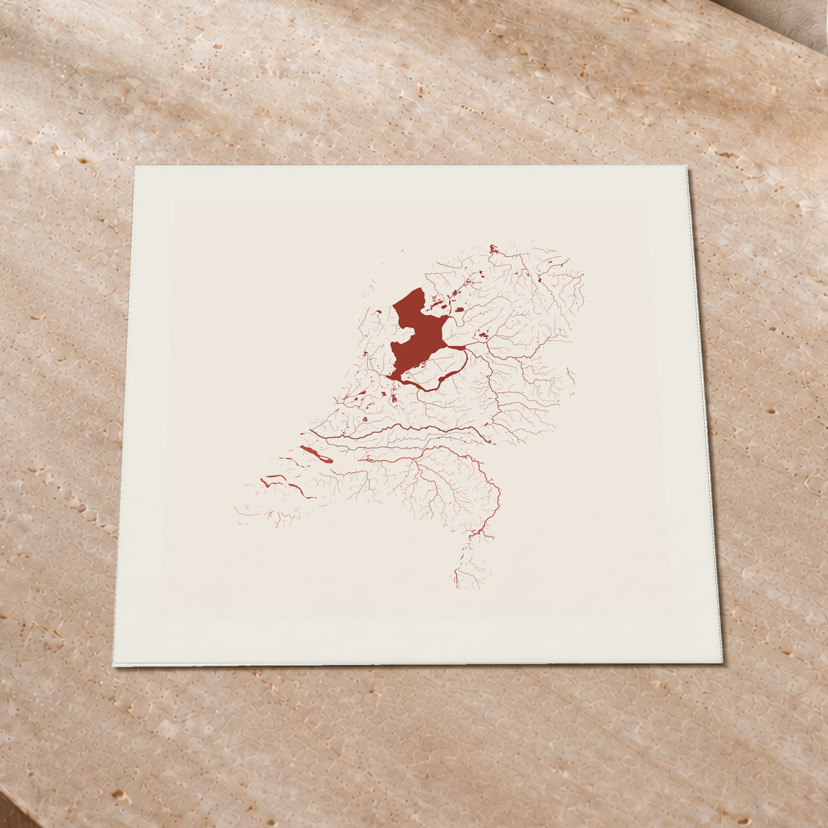 Beautiful Rivers — Países Baixos — Terracota e areia, Impressão fine art · 50 × 50 cm, Margem branca