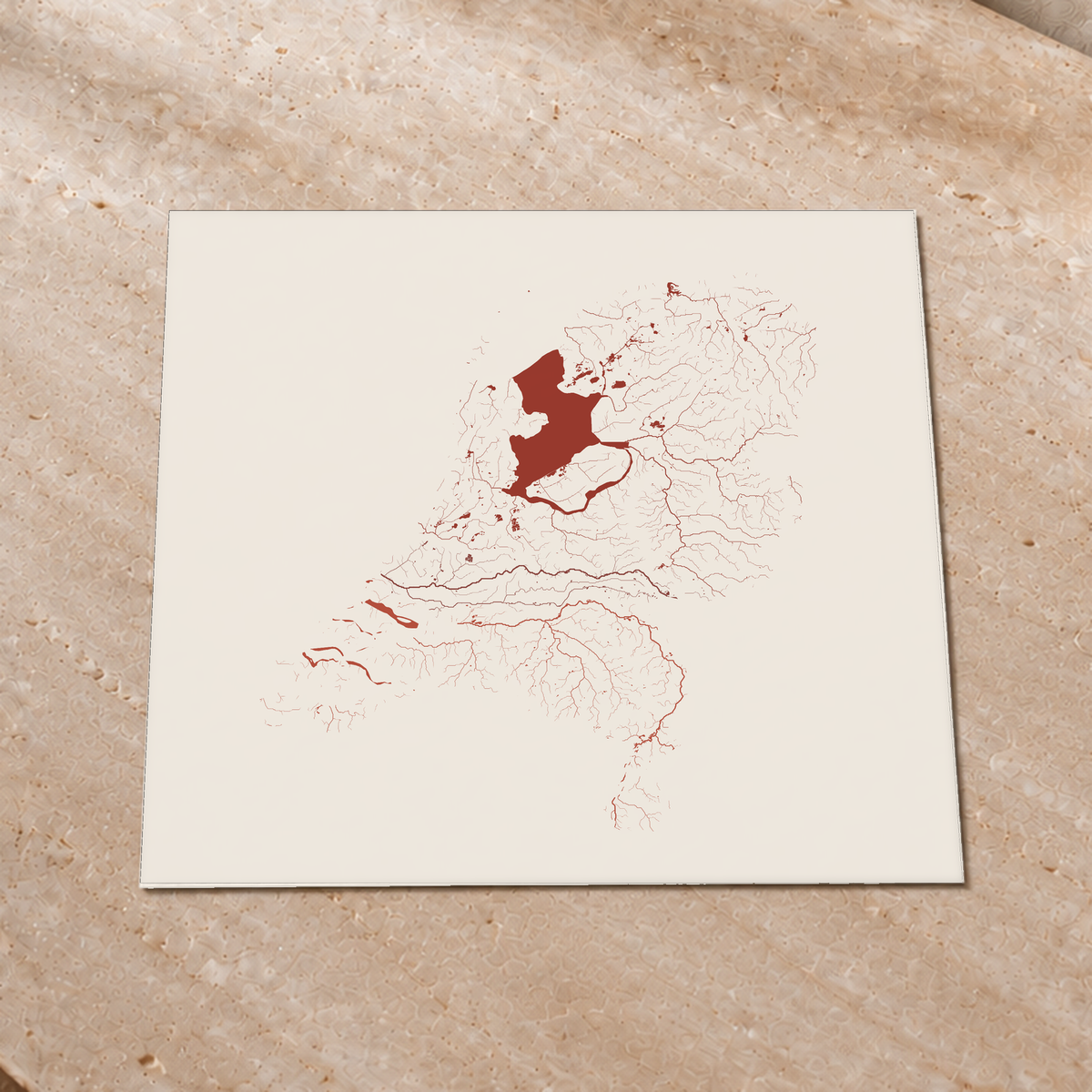 Beautiful Rivers — Países Baixos — Terracota e areia, Impressão fine art · 76 × 76 cm, Sem margem