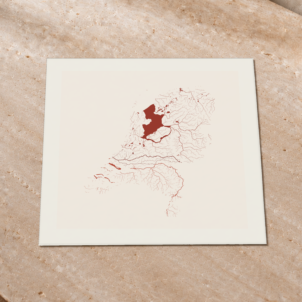 Beautiful Rivers — Países Baixos — Terracota e areia, Impressão fine art · 76 × 76 cm, Margem branca