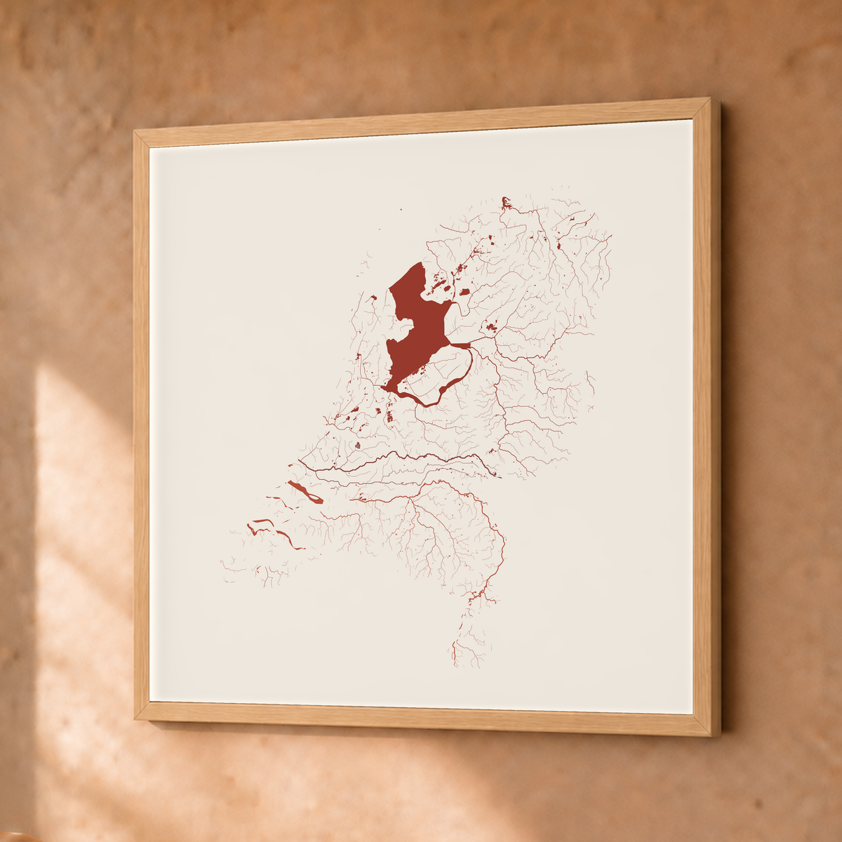 Beautiful Rivers — Países Baixos — Terracota e areia, Fine art emoldurado · 30 × 30 cm, Natural · Sem margem