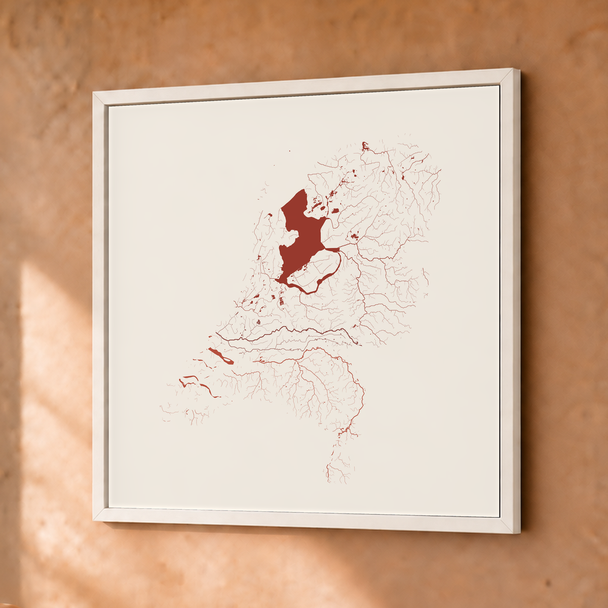 Beautiful Rivers — Países Baixos — Terracota e areia, Fine art emoldurado · 30 × 30 cm, Branco · Sem margem