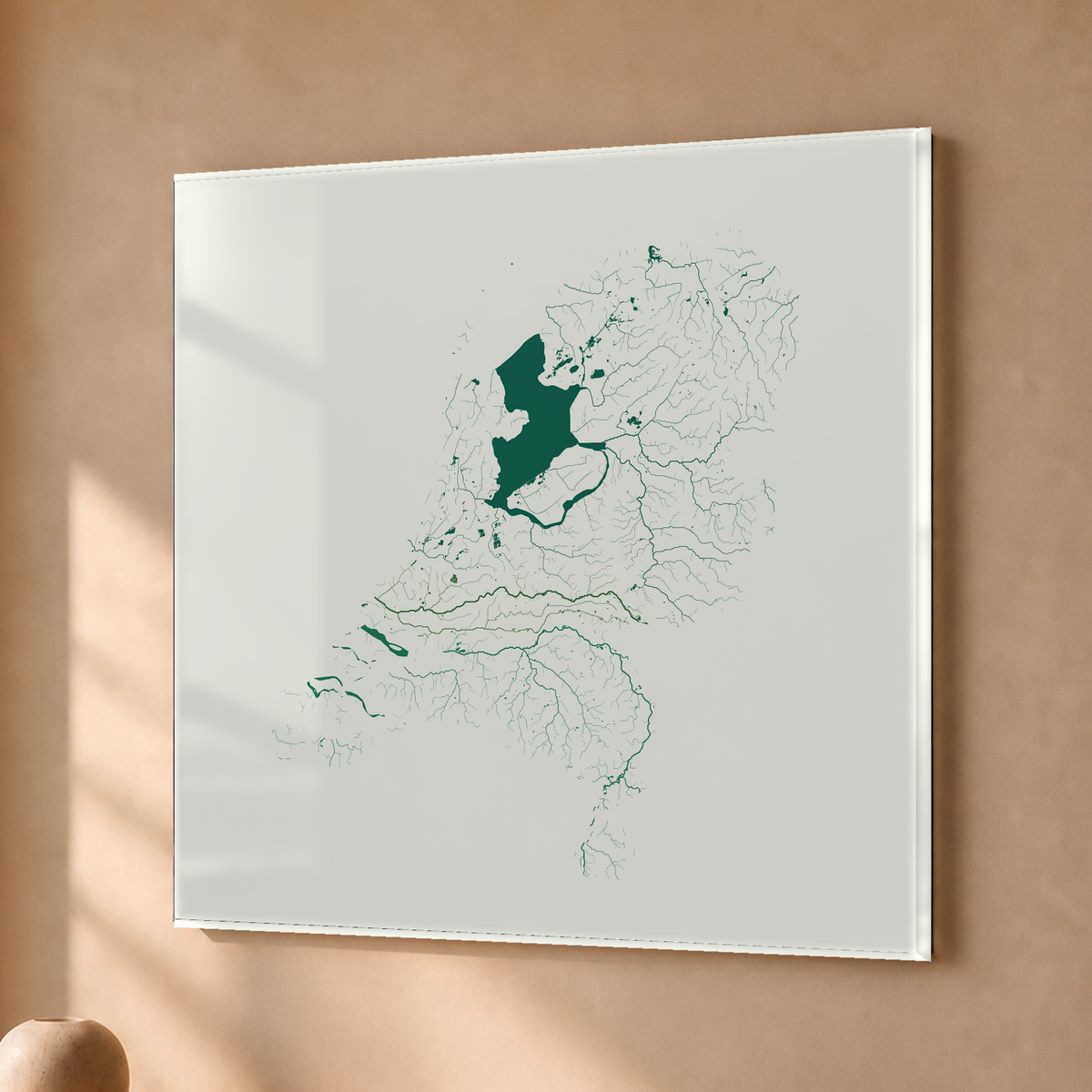Beautiful Rivers — Países Baixos — Verde jade e porcelana, Acrílico · 76 × 76 cm, Sem margem