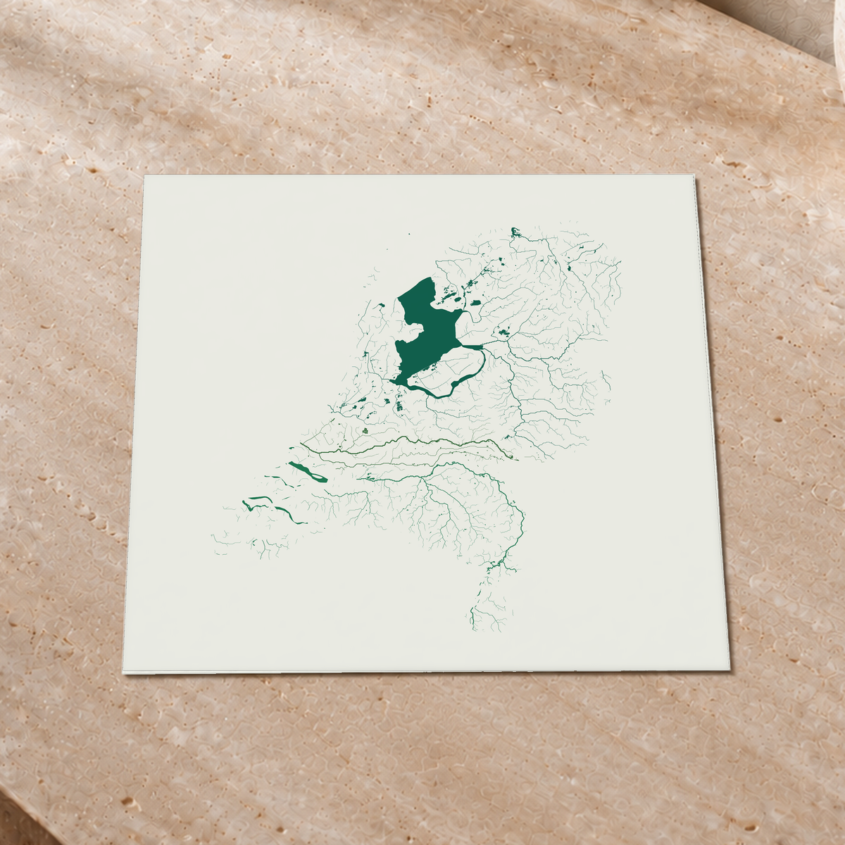 Beautiful Rivers — Países Baixos — Verde jade e porcelana, Impressão fine art · 30 × 30 cm, Sem margem