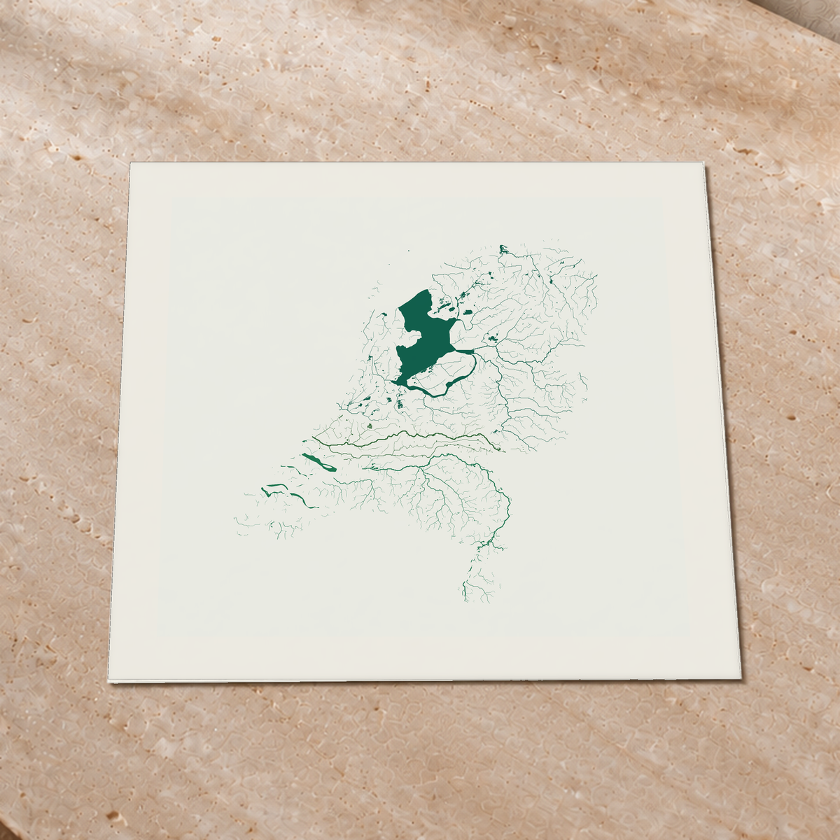 Beautiful Rivers — Países Baixos — Verde jade e porcelana, Impressão fine art · 76 × 76 cm, Margem branca