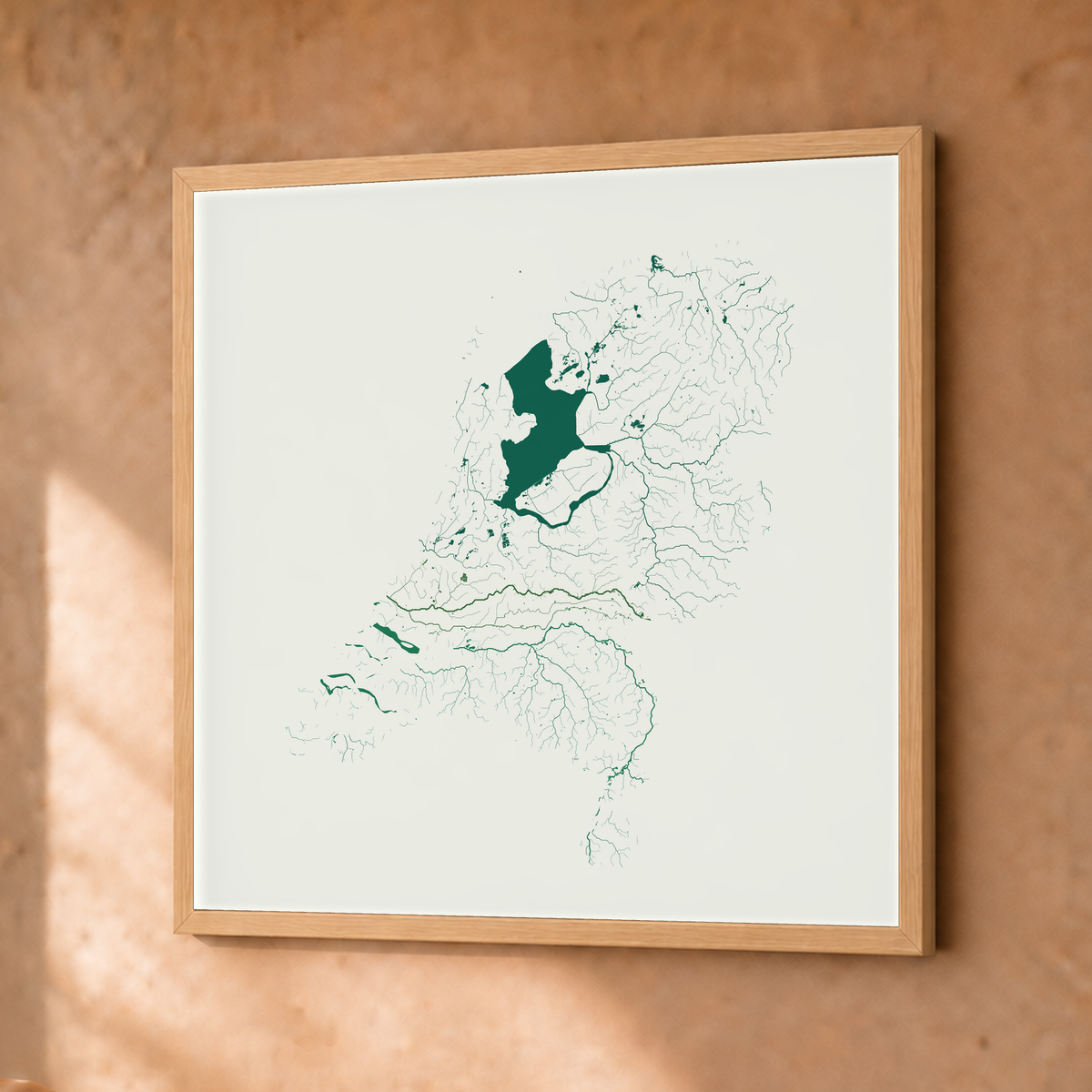 Beautiful Rivers — Países Baixos — Verde jade e porcelana, Fine art emoldurado · 30 × 30 cm, Natural · Sem margem