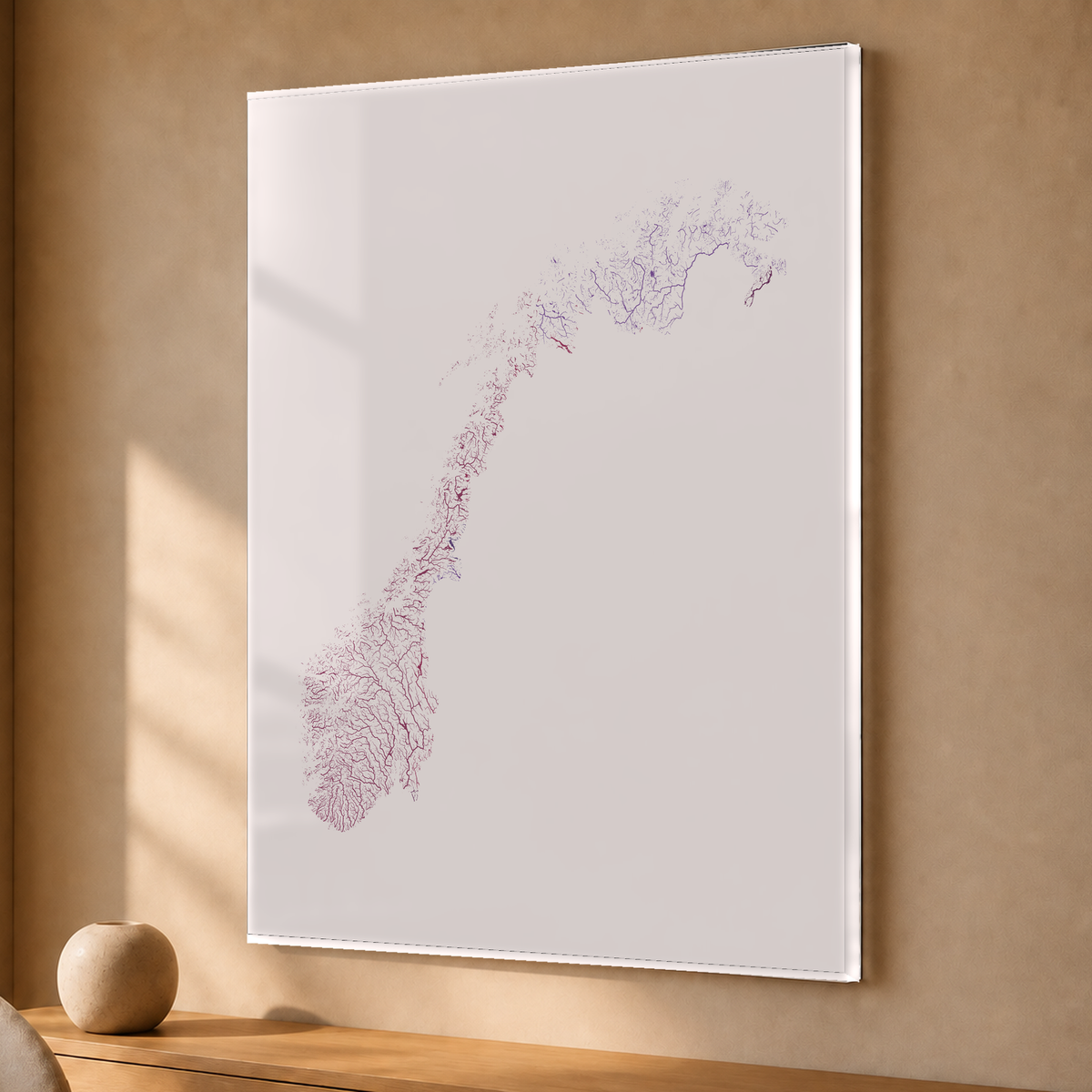Beautiful Rivers — Noruega — Ameixa e rosé, Acrílico · 30 × 40 cm, Sem margem