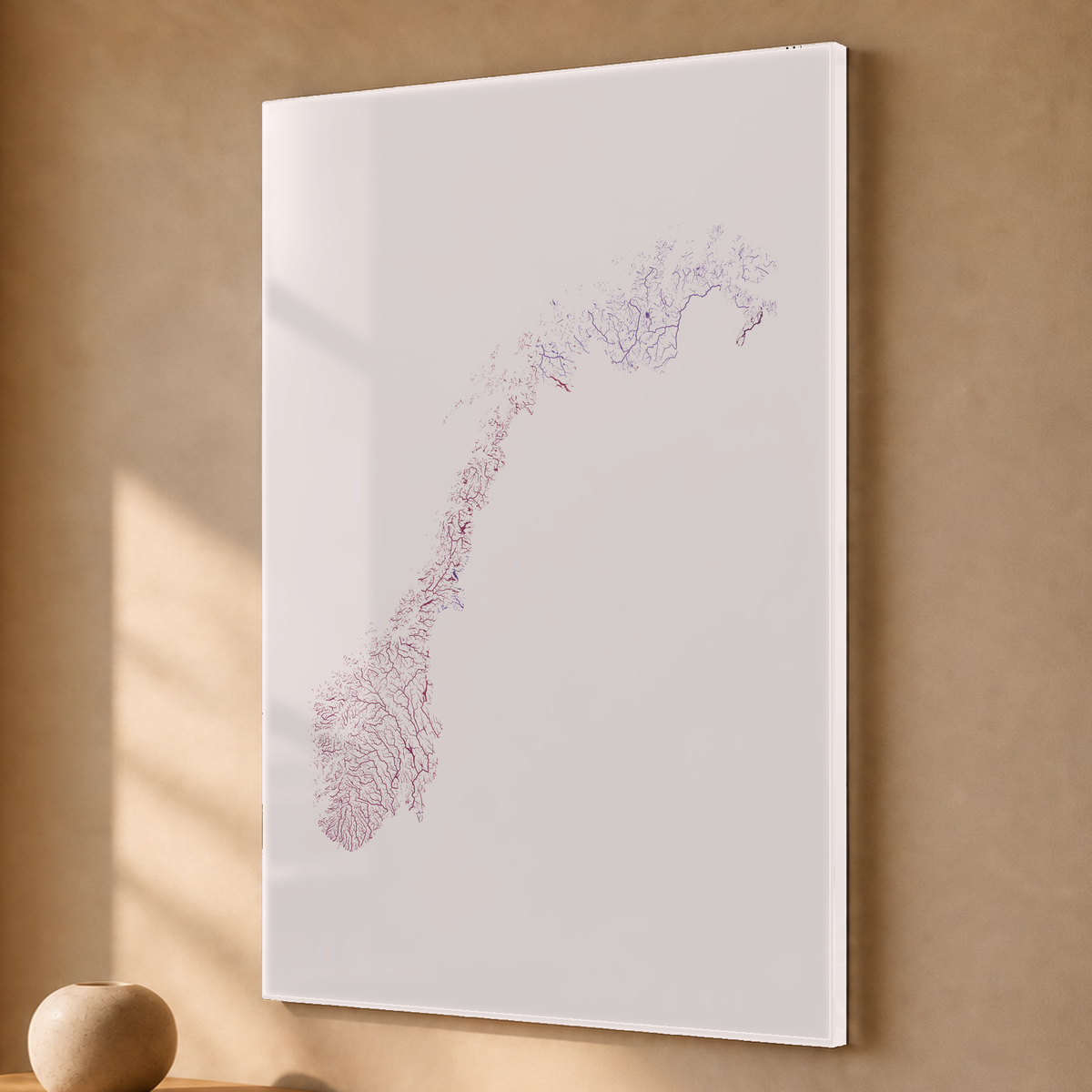 Beautiful Rivers — Noruega — Ameixa e rosé, Acrílico · 40 × 60 cm, Sem margem