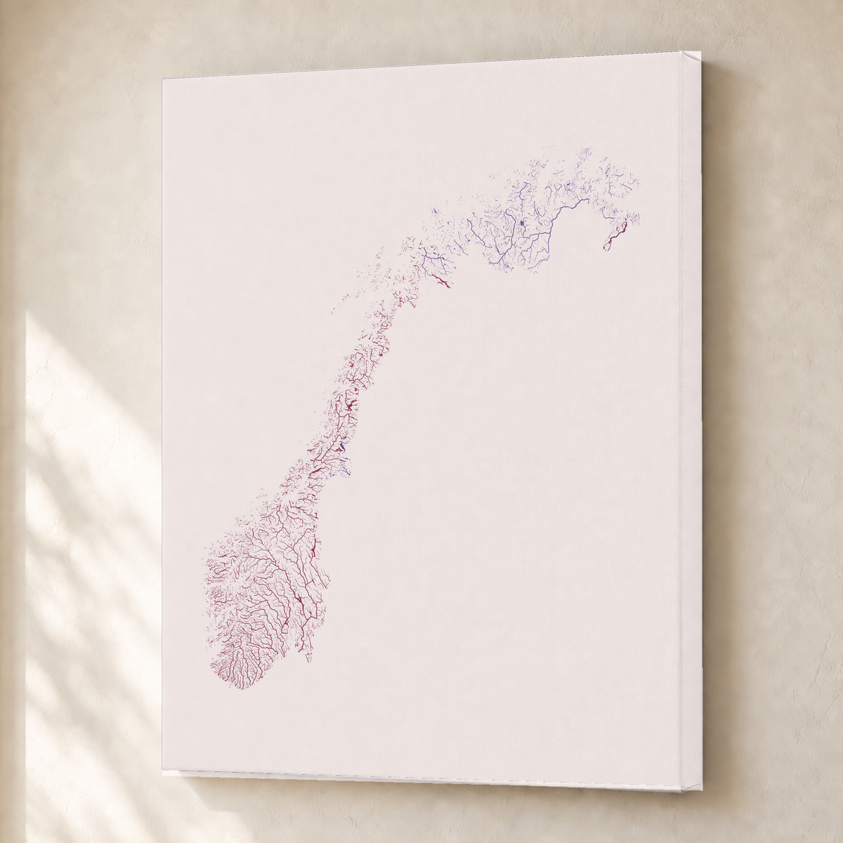 Beautiful Rivers — Noruega — Ameixa e rosé, Canvas · 30 × 40 cm, Sem margem