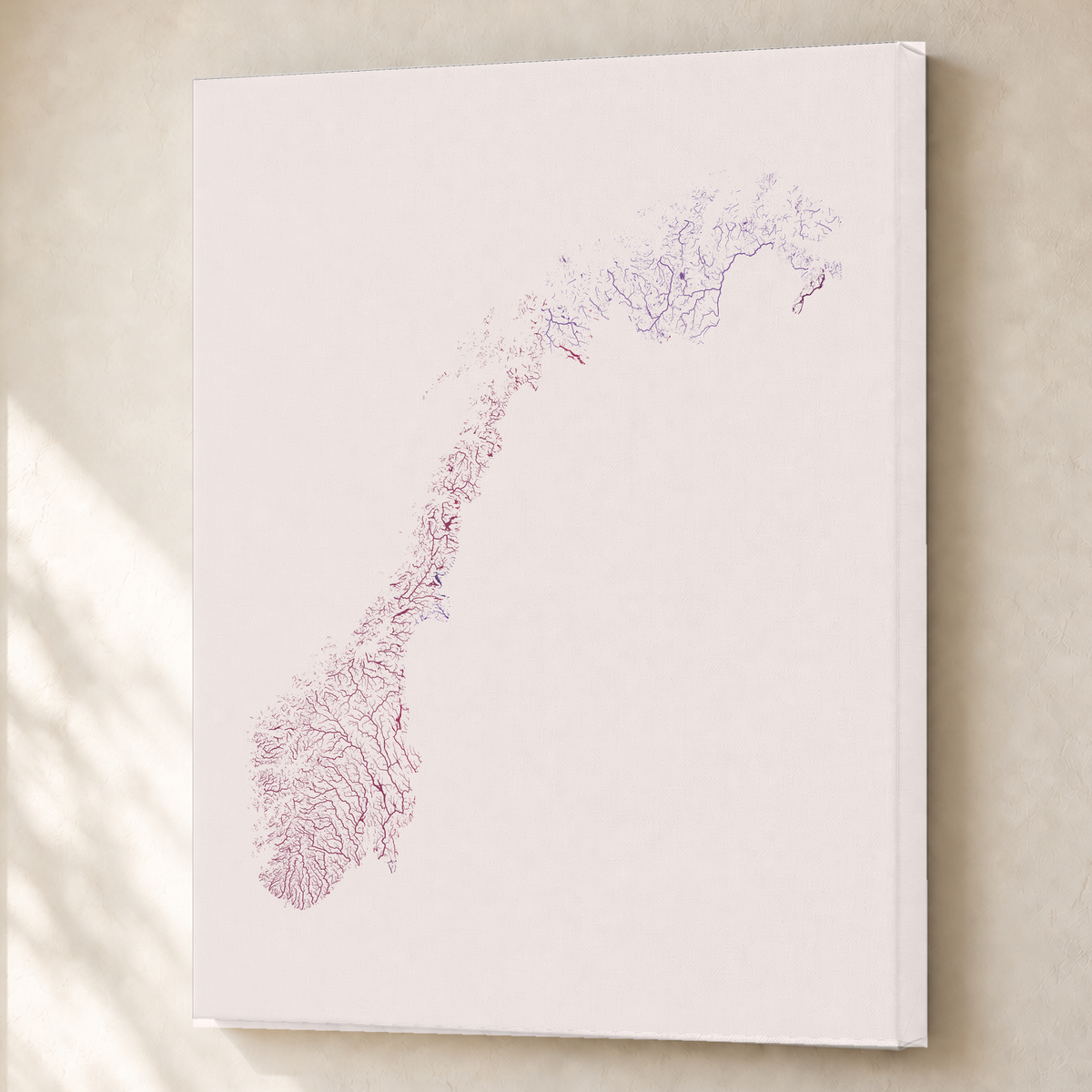 Beautiful Rivers — Noruega — Ameixa e rosé, Canvas · 60 × 80 cm, Sem margem