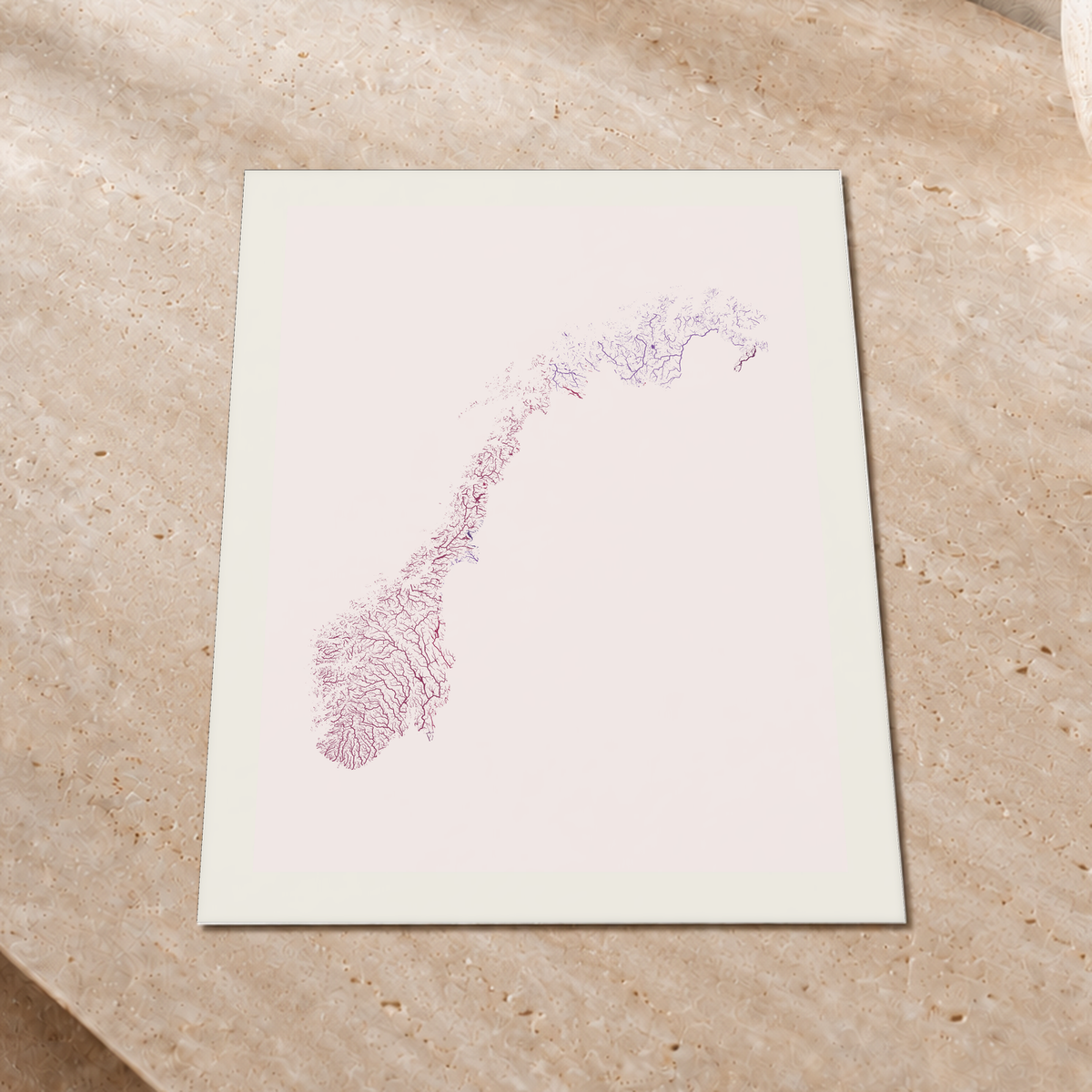 Beautiful Rivers — Noruega — Ameixa e rosé, Impressão fine art · 30 × 40 cm, Margem branca