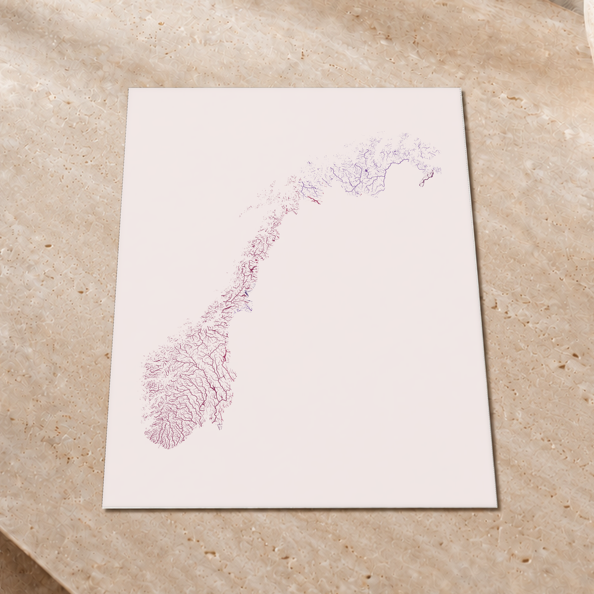 Beautiful Rivers — Noruega — Ameixa e rosé, Impressão fine art · 45 × 60 cm, Sem margem