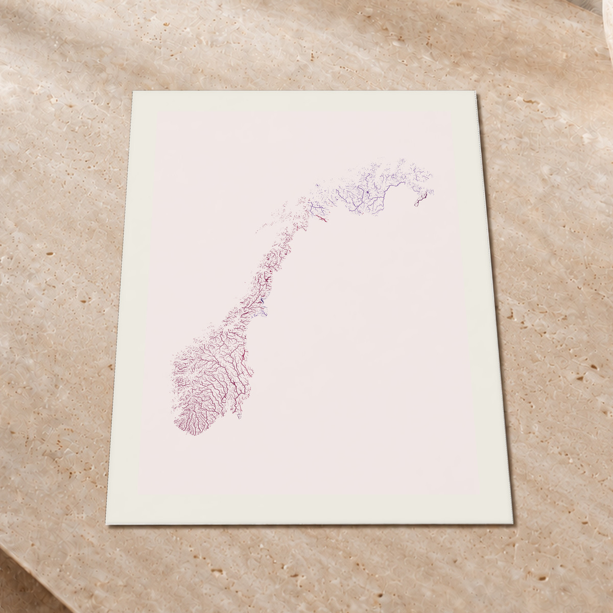 Beautiful Rivers — Noruega — Ameixa e rosé, Impressão fine art · 45 × 60 cm, Margem branca