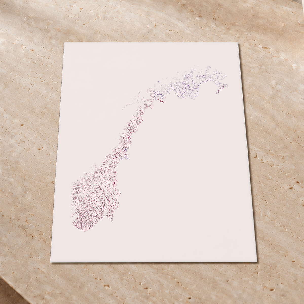 Beautiful Rivers — Noruega — Ameixa e rosé, Impressão fine art · 60 × 80 cm, Sem margem