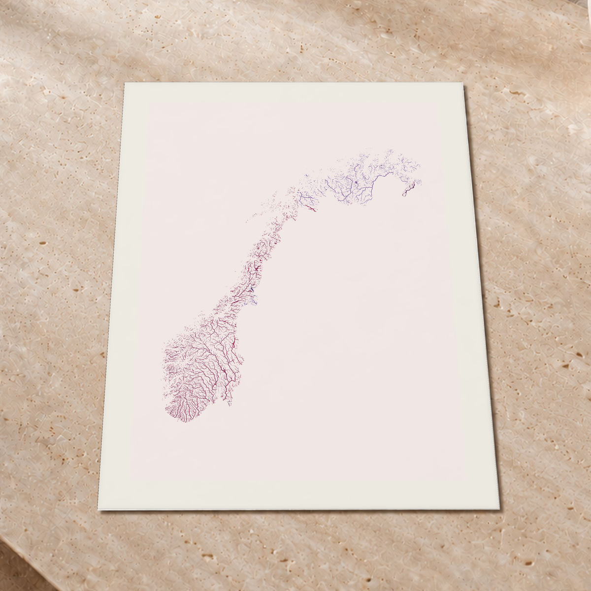 Beautiful Rivers — Noruega — Ameixa e rosé, Impressão fine art · 60 × 80 cm, Margem branca