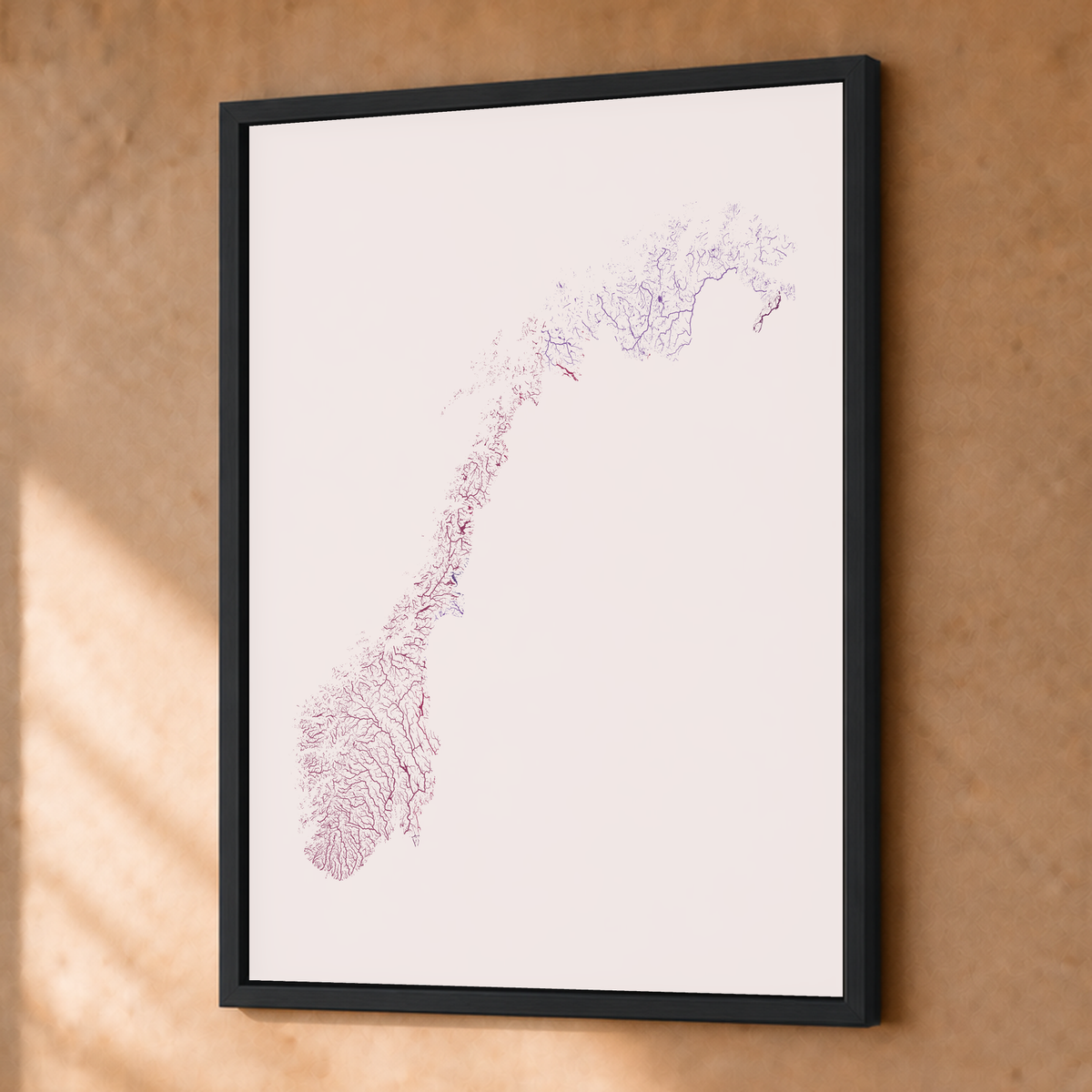 Beautiful Rivers — Noruega — Ameixa e rosé, Fine art emoldurado · 30 × 40 cm, Preto · Sem margem