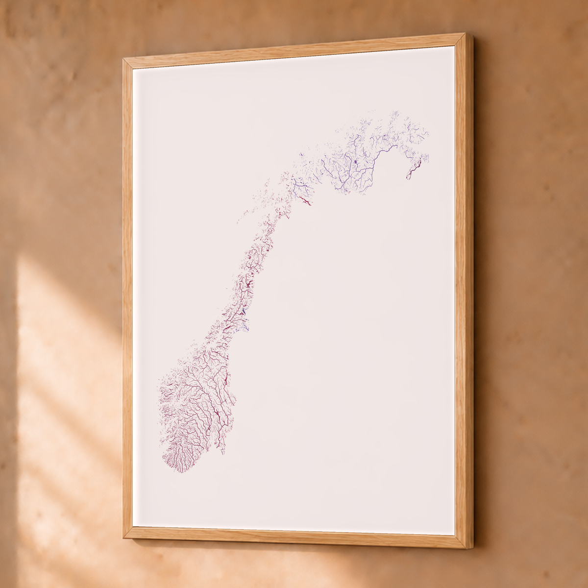Beautiful Rivers — Noruega — Ameixa e rosé, Fine art emoldurado · 30 × 40 cm, Natural · Sem margem