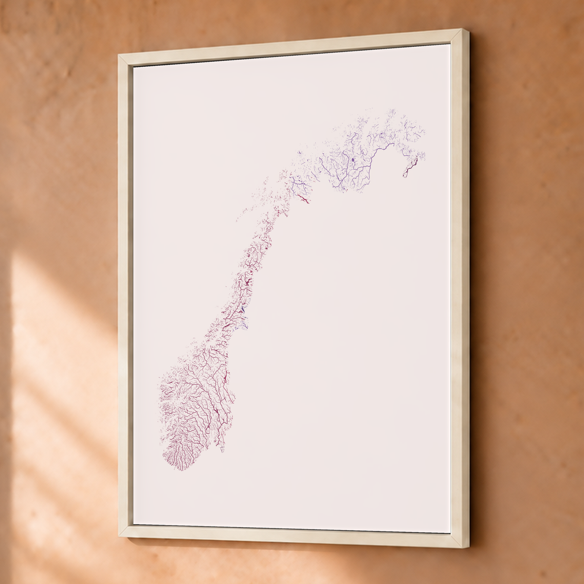 Beautiful Rivers — Noruega — Ameixa e rosé, Fine art emoldurado · 30 × 40 cm, Branco · Sem margem