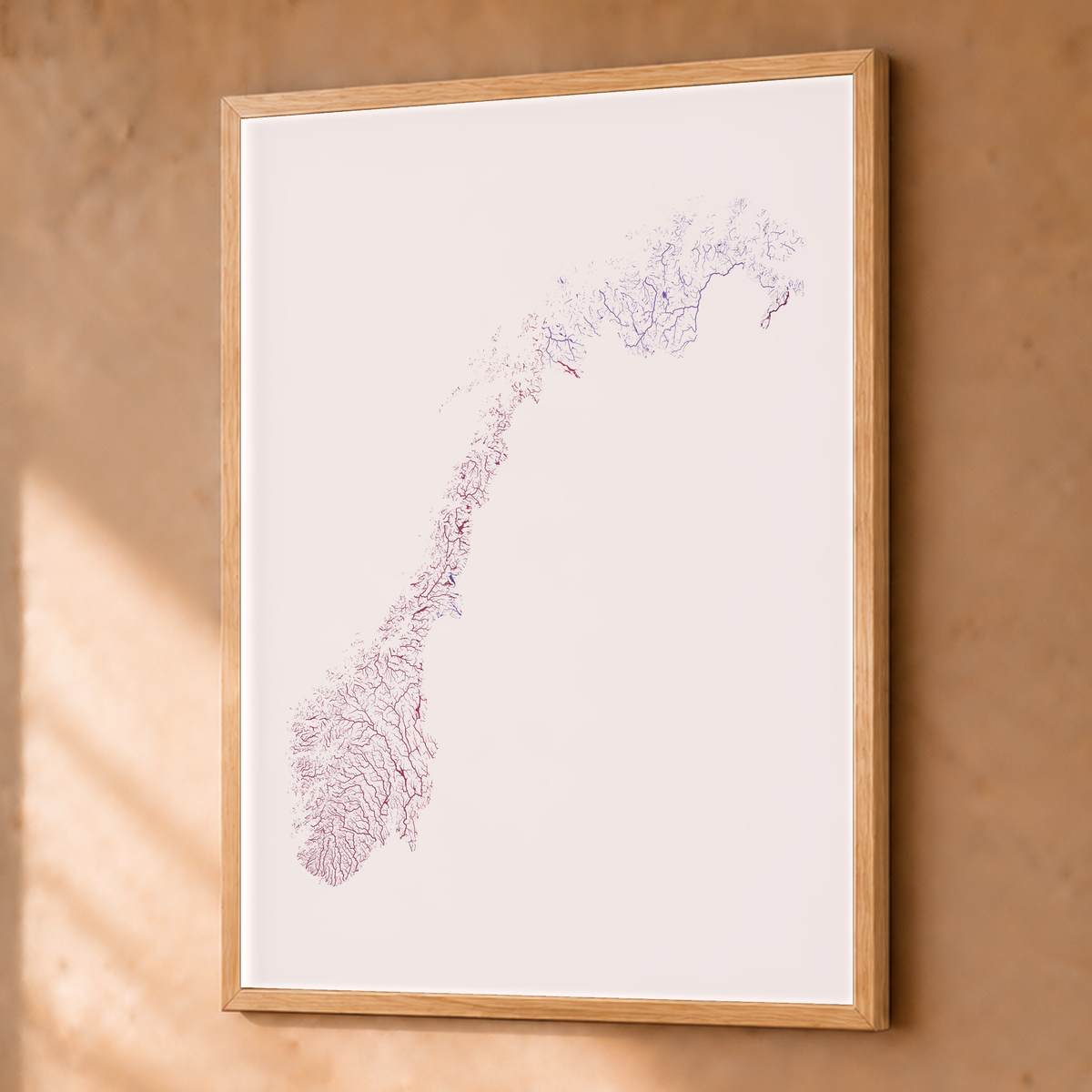Beautiful Rivers — Noruega — Ameixa e rosé, Fine art emoldurado · 45 × 60 cm, Natural · Sem margem