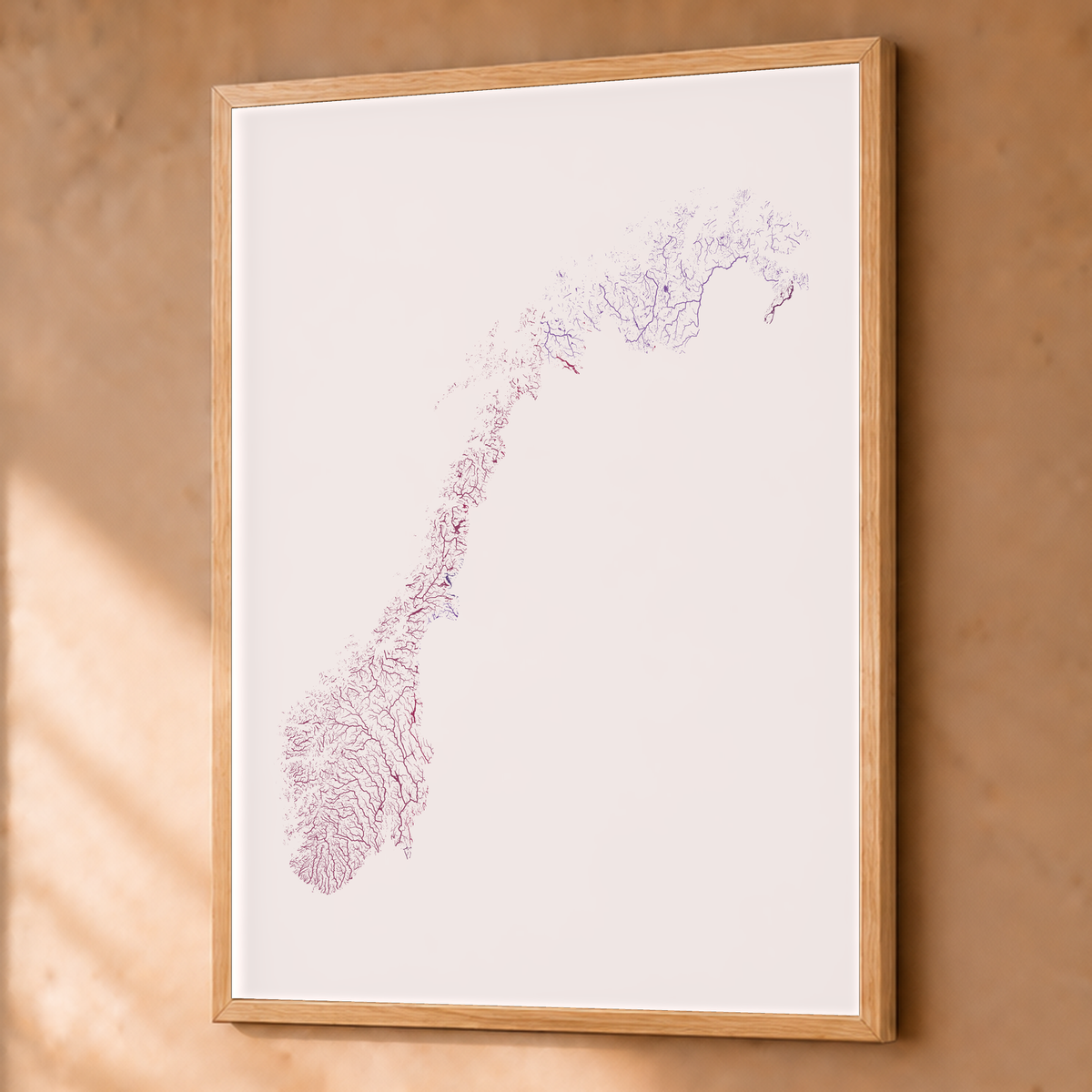 Beautiful Rivers — Noruega — Ameixa e rosé, Fine art emoldurado · 60 × 80 cm, Natural · Sem margem