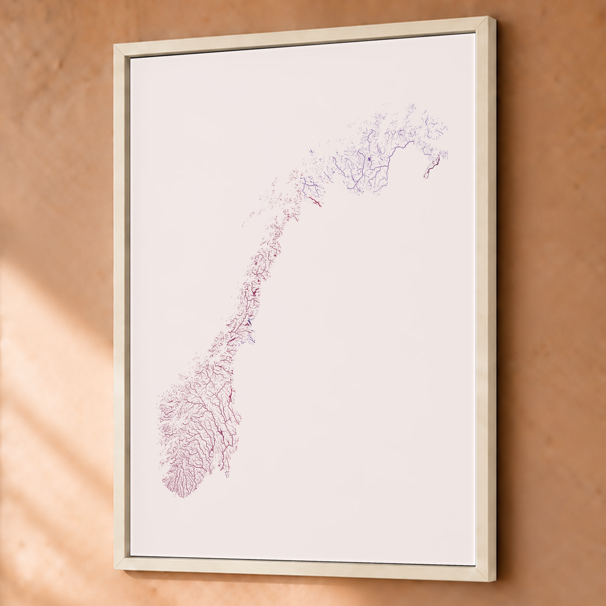 Beautiful Rivers — Noruega — Ameixa e rosé, Fine art emoldurado · 60 × 80 cm, Branco · Sem margem