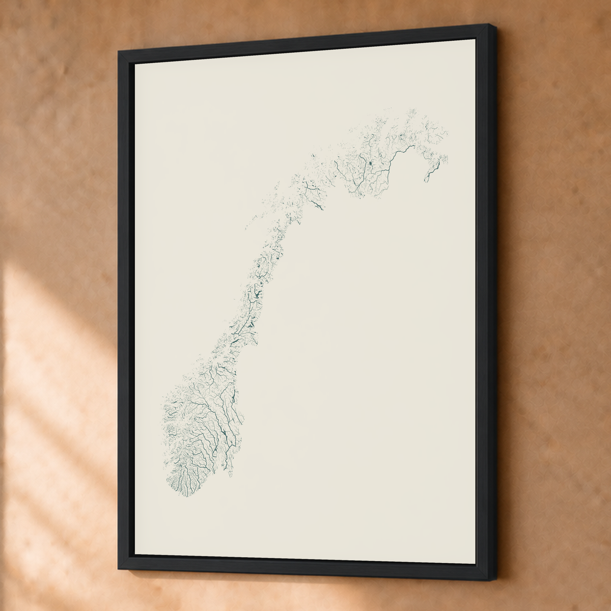 Beautiful Rivers — Noruega — Natural e luminosa, Fine art emoldurado · 45 × 60 cm, Preto · Sem margem