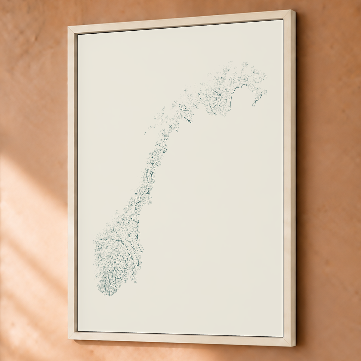 Beautiful Rivers — Noruega — Natural e luminosa, Fine art emoldurado · 60 × 80 cm, Branco · Sem margem