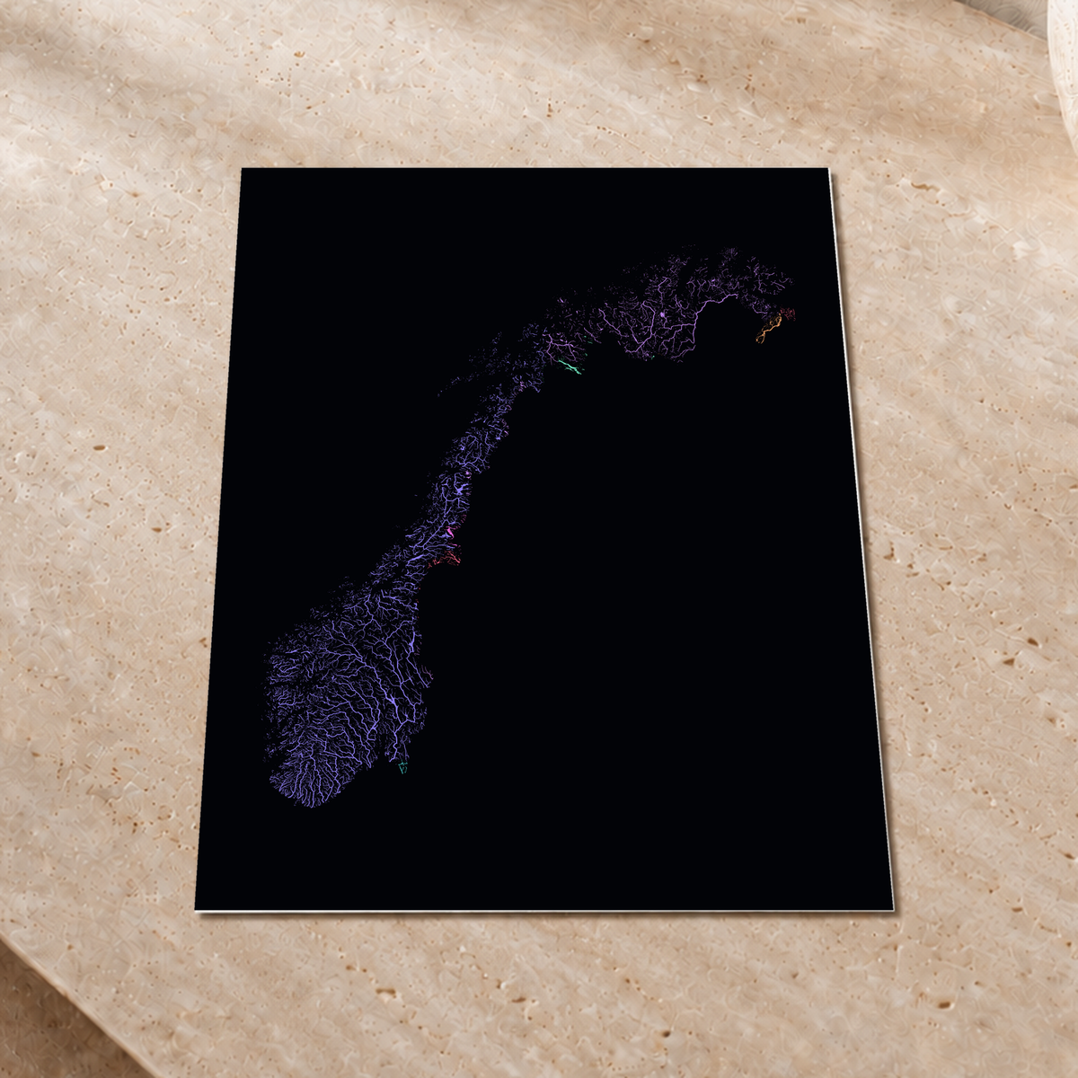 Beautiful Rivers — Noruega — Neon por território, Impressão fine art · 30 × 40 cm, Sem margem