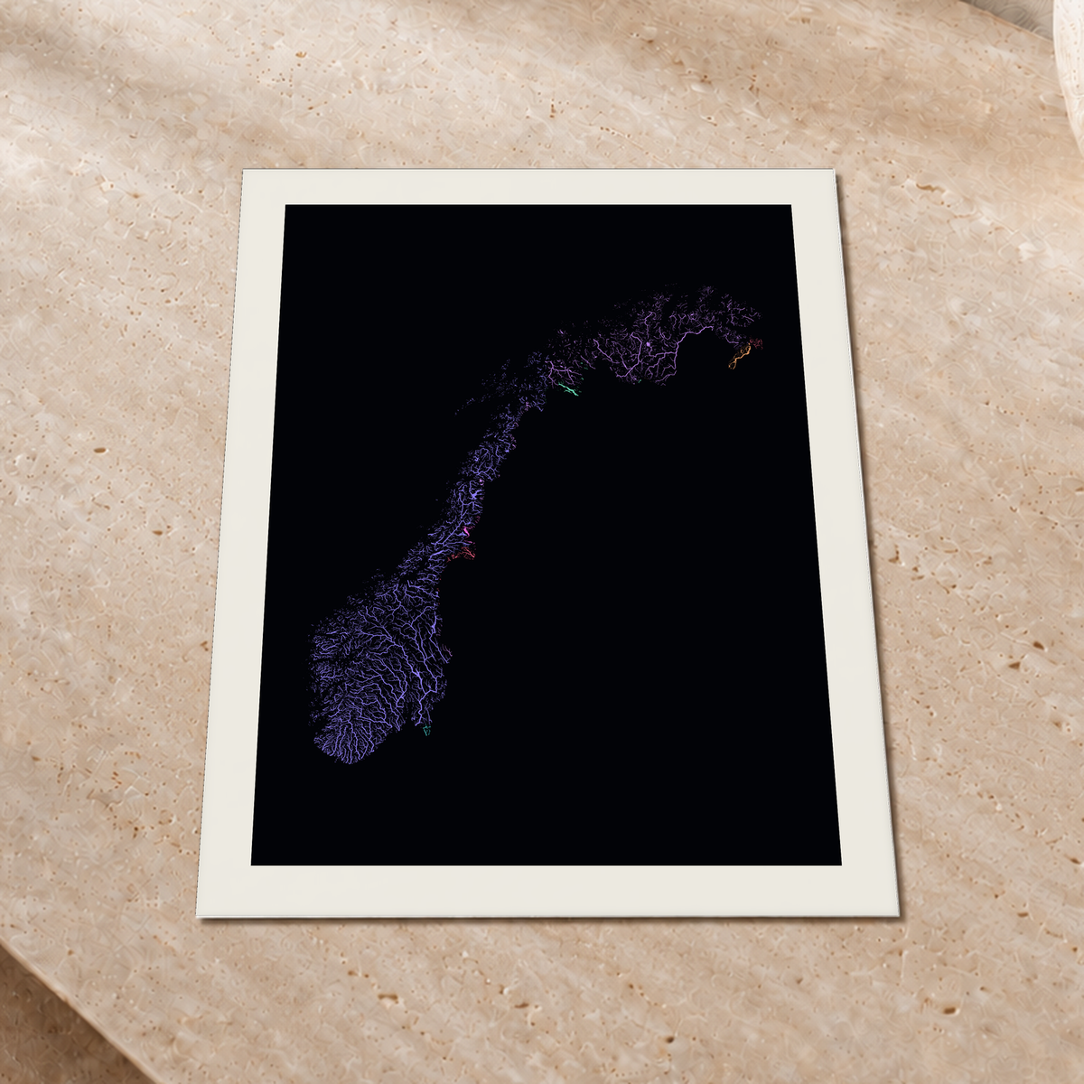 Beautiful Rivers — Noruega — Neon por território, Impressão fine art · 30 × 40 cm, Margem branca